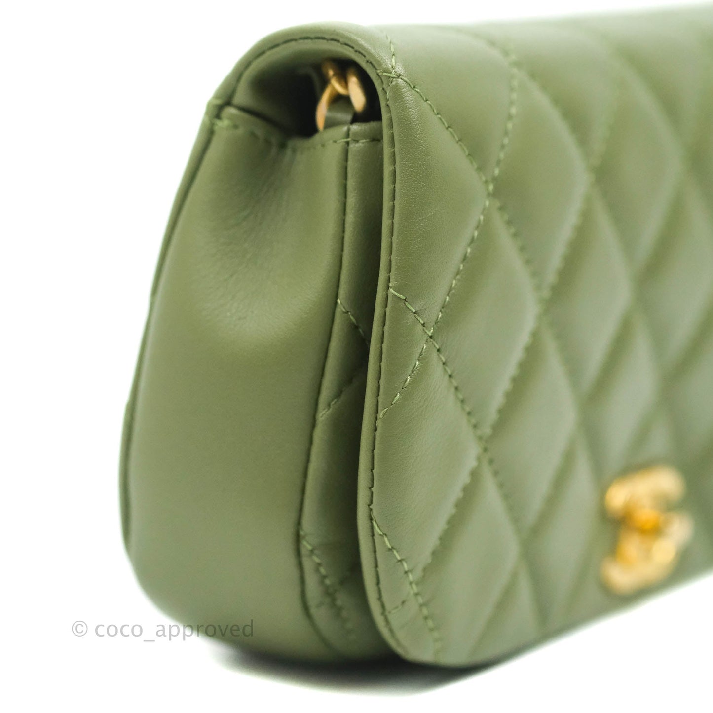 Chanel Clutch with Chain Olive Calfskin Aged Gold Hardware