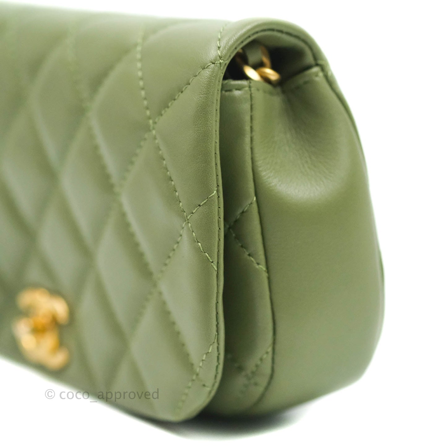 Chanel Clutch with Chain Olive Calfskin Aged Gold Hardware