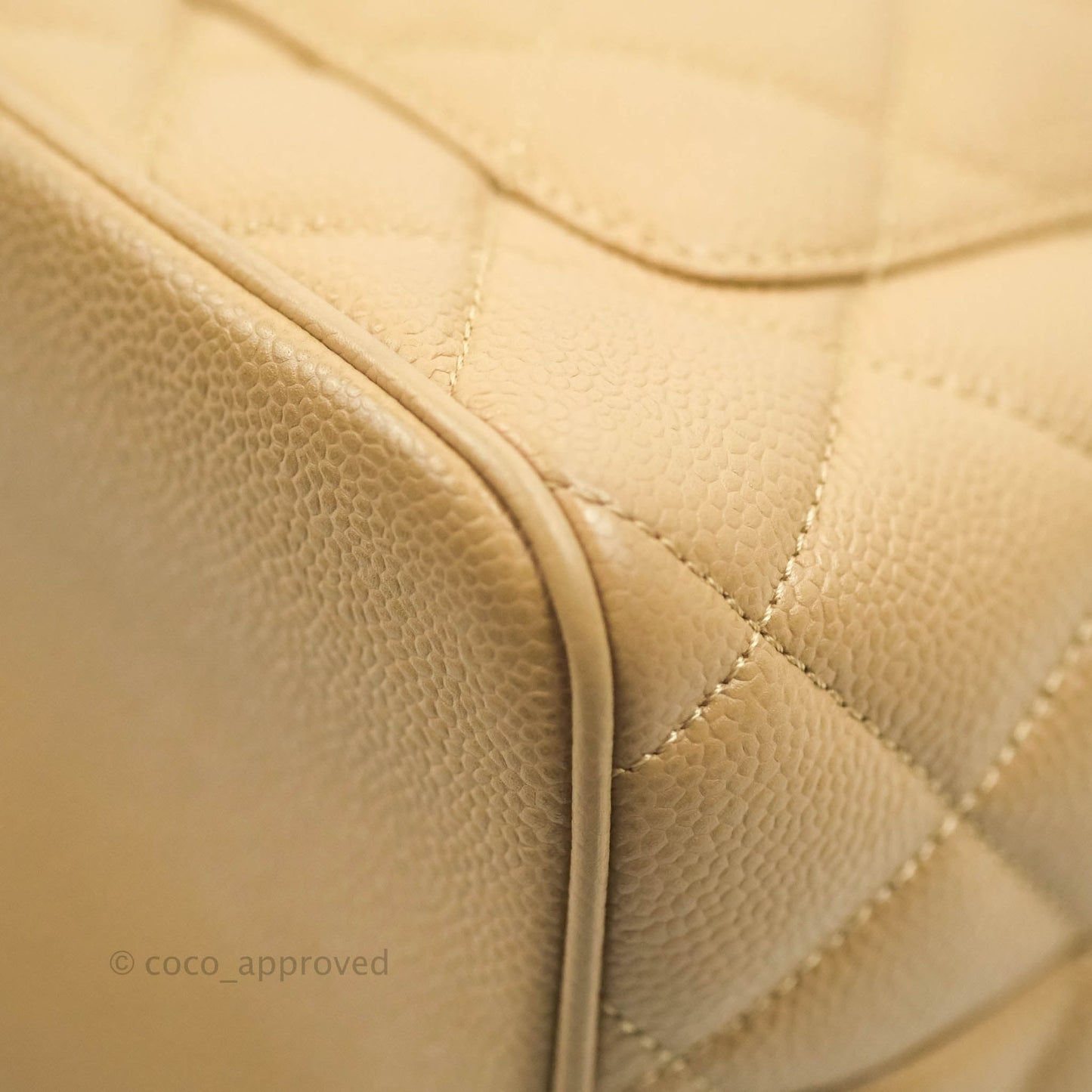 Chanel Vintage CC Dark Beige Caviar Tote Bag Gold Hardware