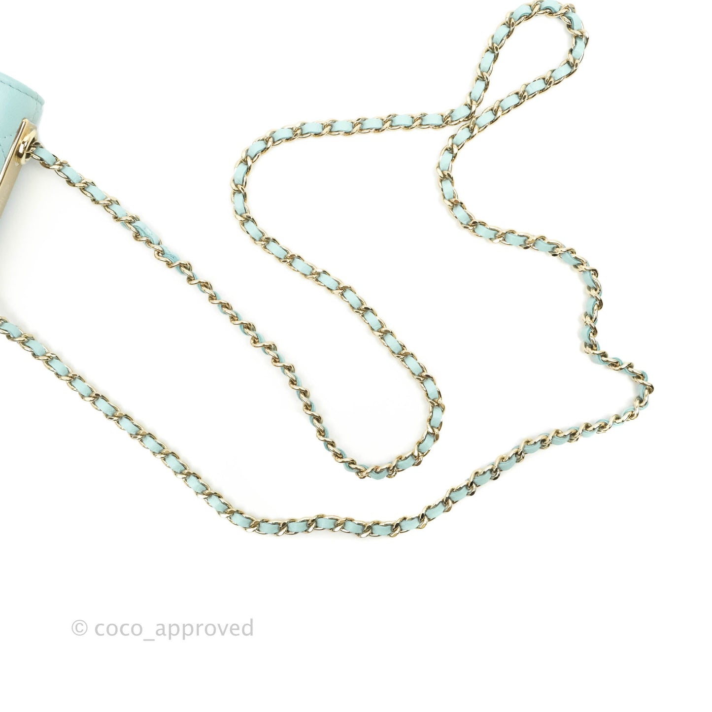 Chanel Mini Quilted Trendy CC Clutch With Chain Tiffany Blue Lambskin Gold Hardware