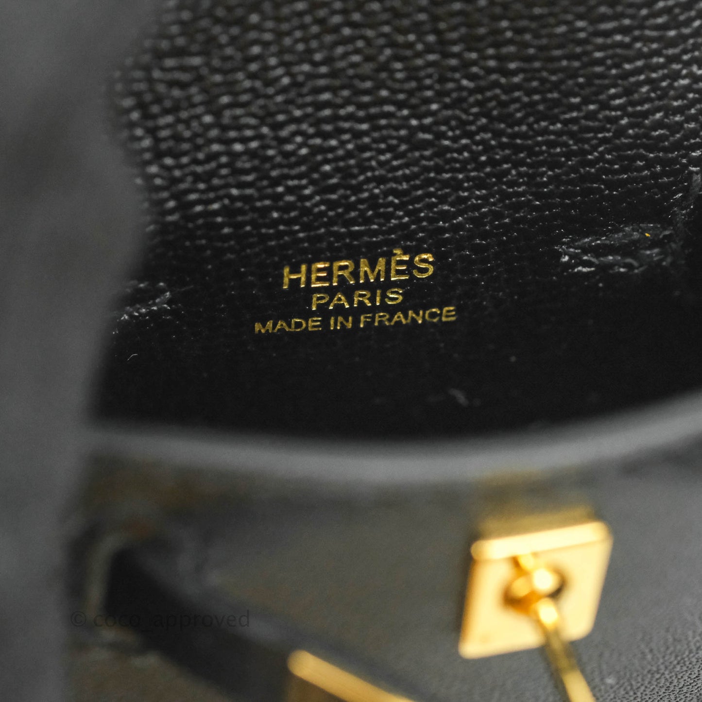Hermès Kelly Twilly Around Bag Charm Black Tadelakt Gold Hardware