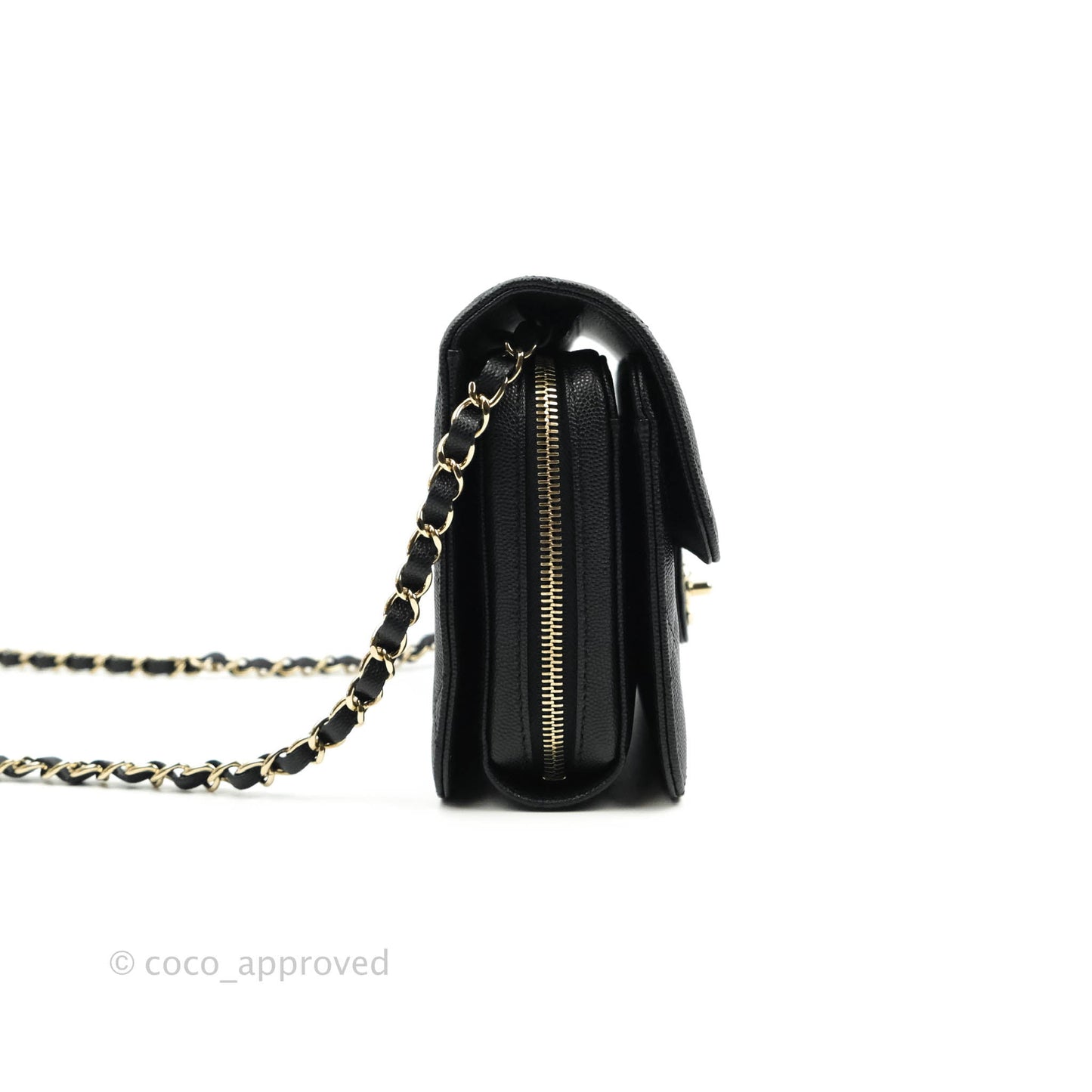 Chanel Quilted Like The Wallet Medium Flap Black Caviar Gold Hardware 22C