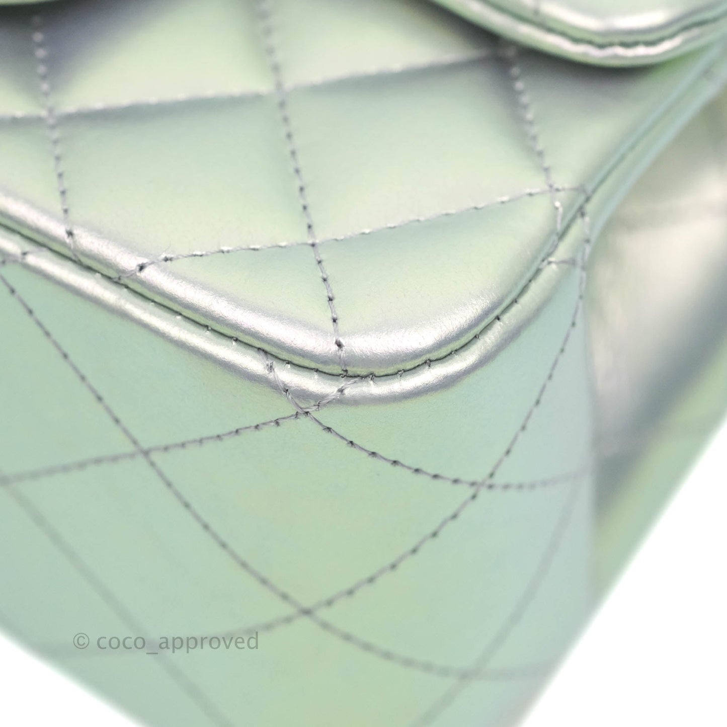 Chanel Mini Square Quilted Iridescent Lilac Silver Hardware 21K