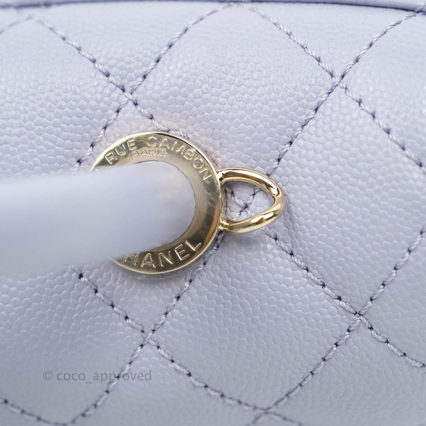 Chanel Small Coco Handle Chevron Purple Lilac Caviar Gold Hardware 21K