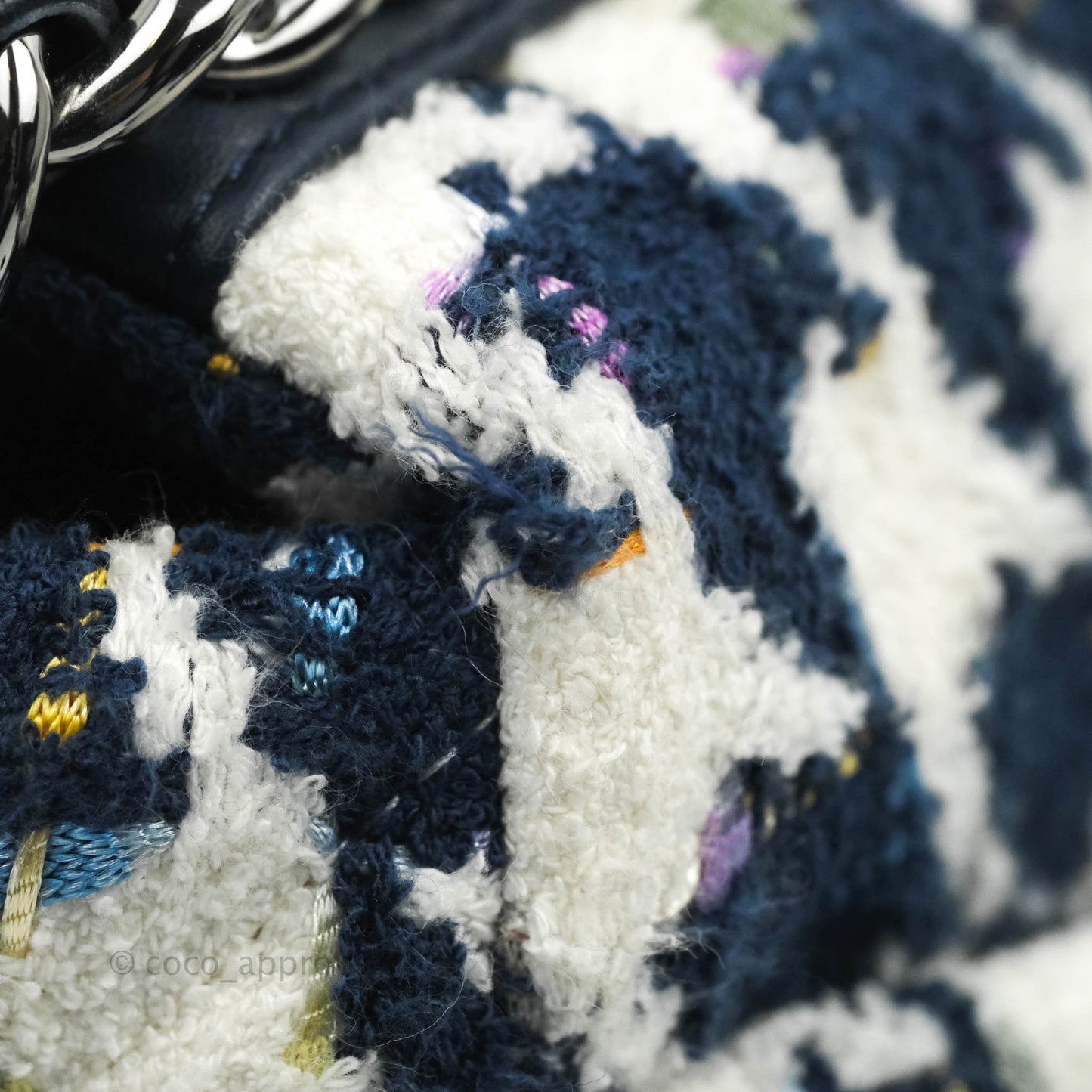 Chanel 19 Small Quilted Houndstooth Tweed Blue White Mixed Hardware