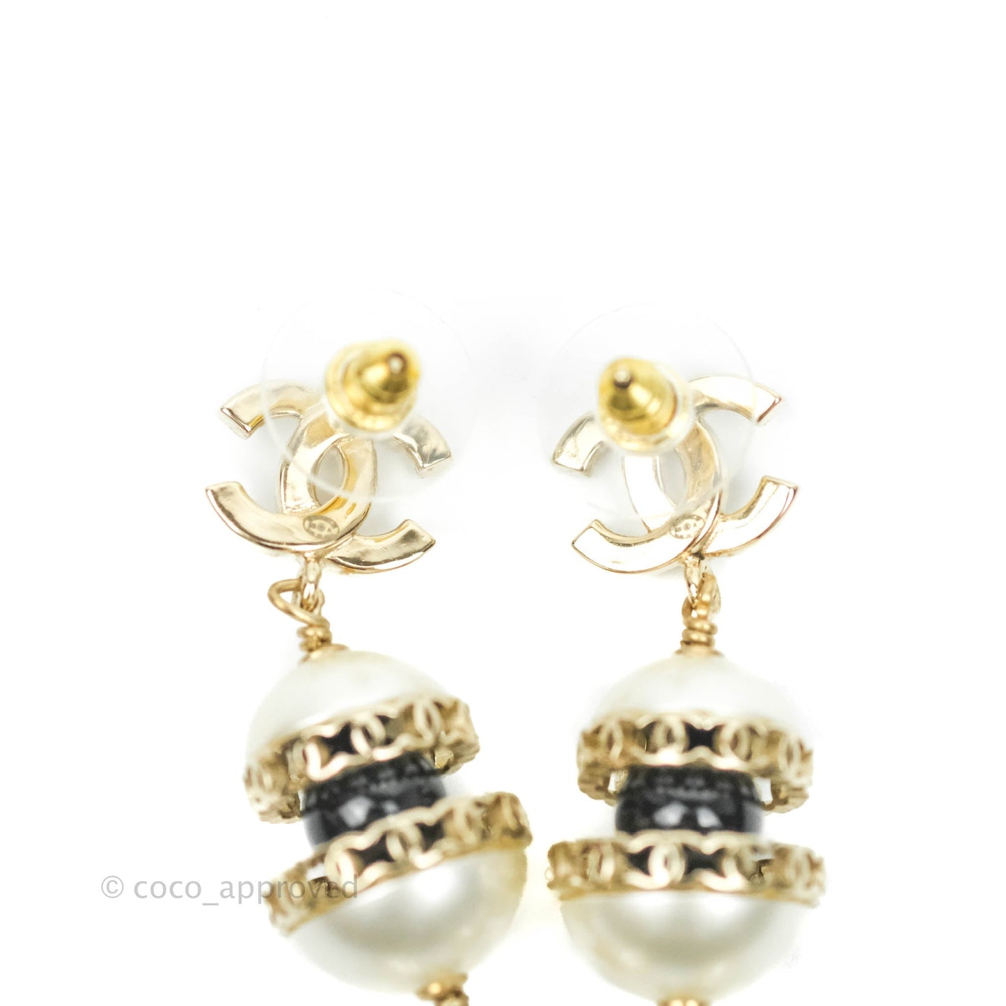 Chanel Crystal CC Pearl Drop Earrings 21A