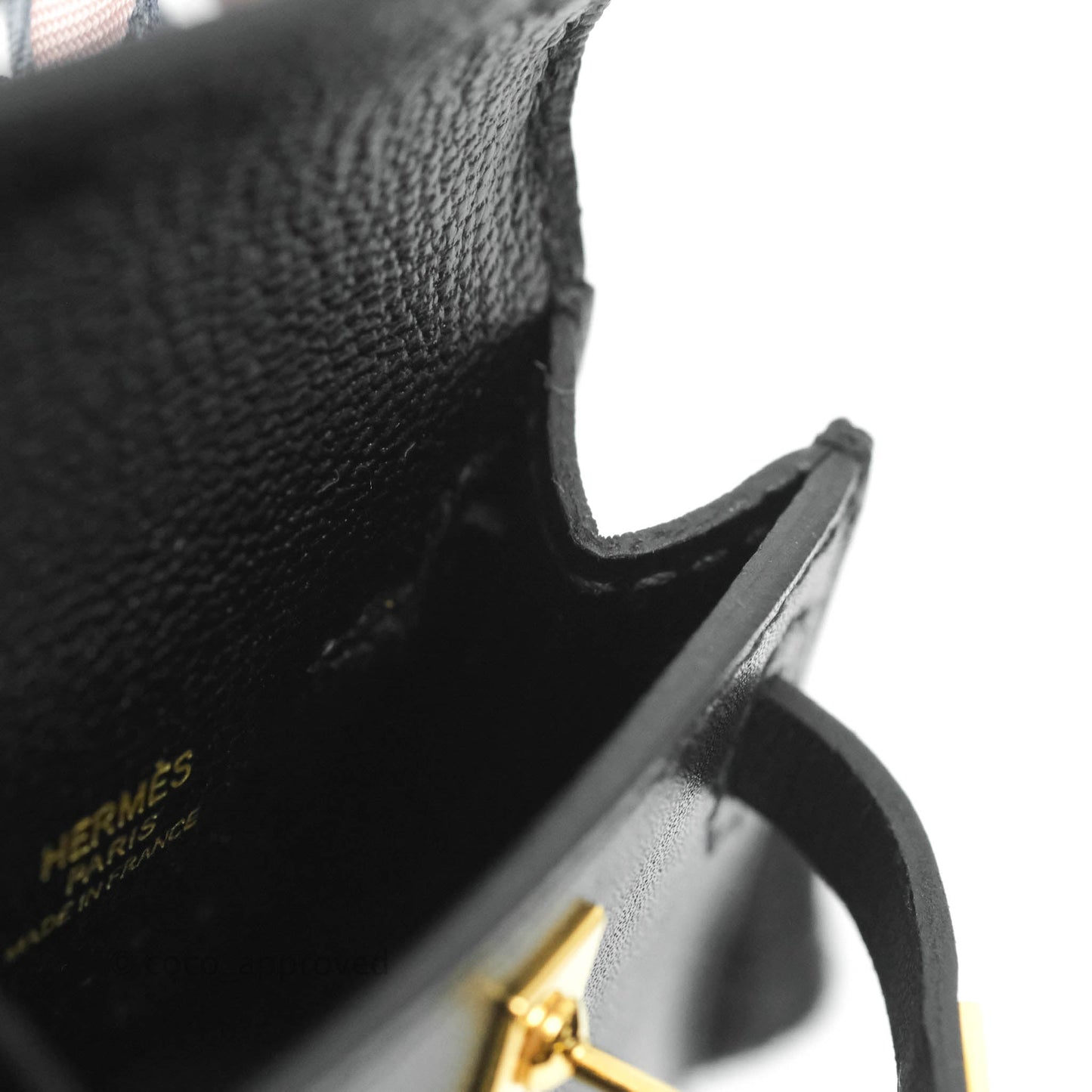 Hermès Kelly Twilly Around Bag Charm Black Tadelakt Gold Hardware