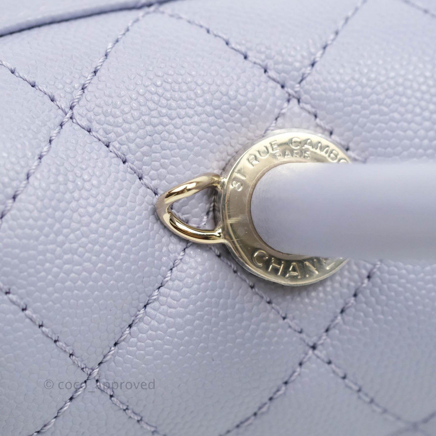 Chanel Small Coco Handle Chevron Purple Lilac Caviar Gold Hardware 21K