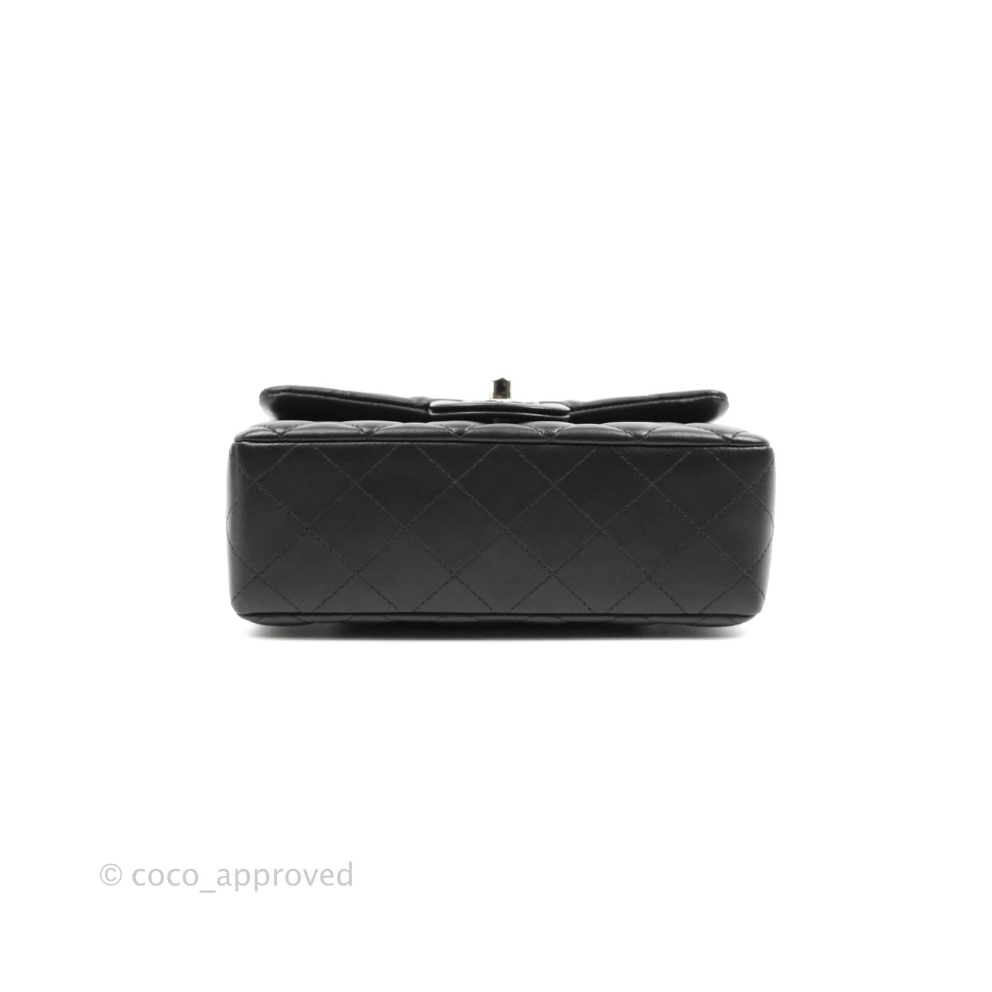 Chanel Quilted Mini Rectangular Black Lambskin Silver Hardware