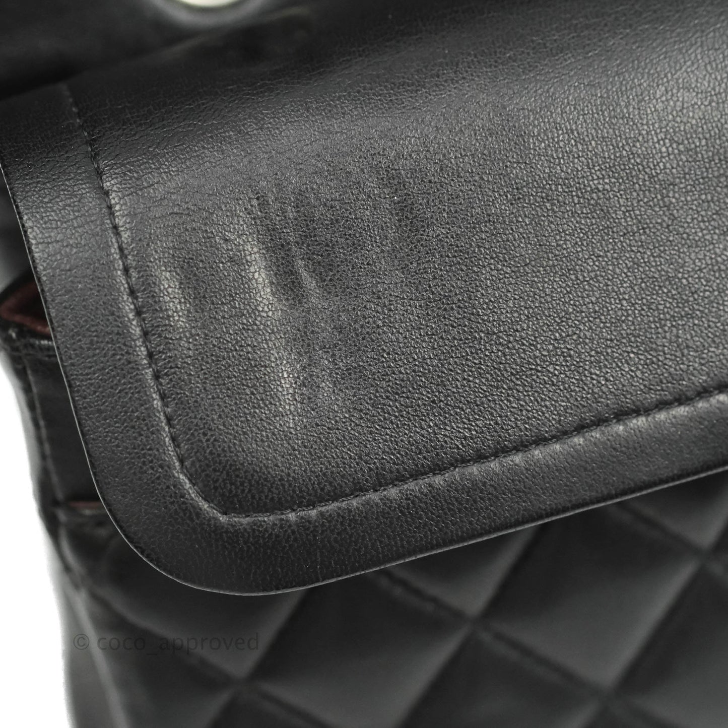 Chanel Classic M/L Medium Double Flap Black Lambskin Silver Hardware