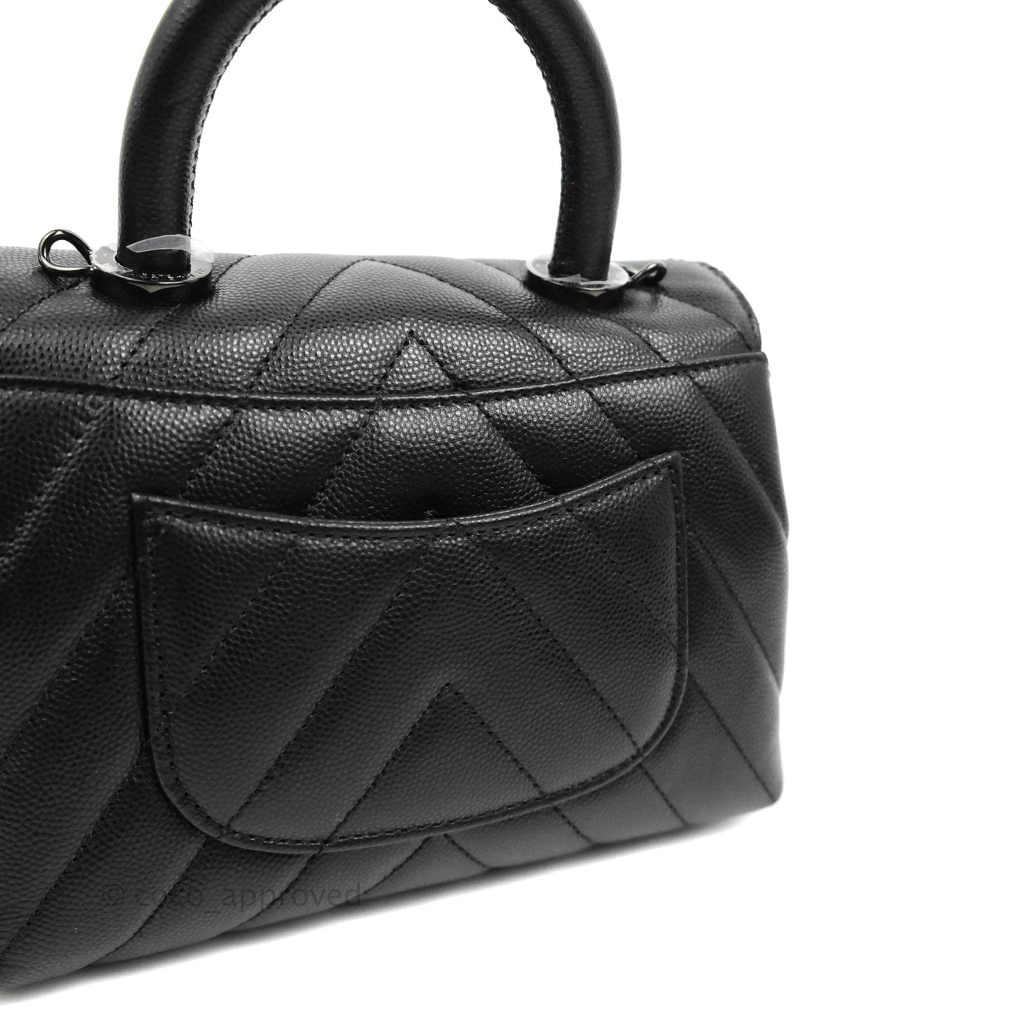 Chanel Extra Mini Chevron Coco Handle Bag So Black Caviar
