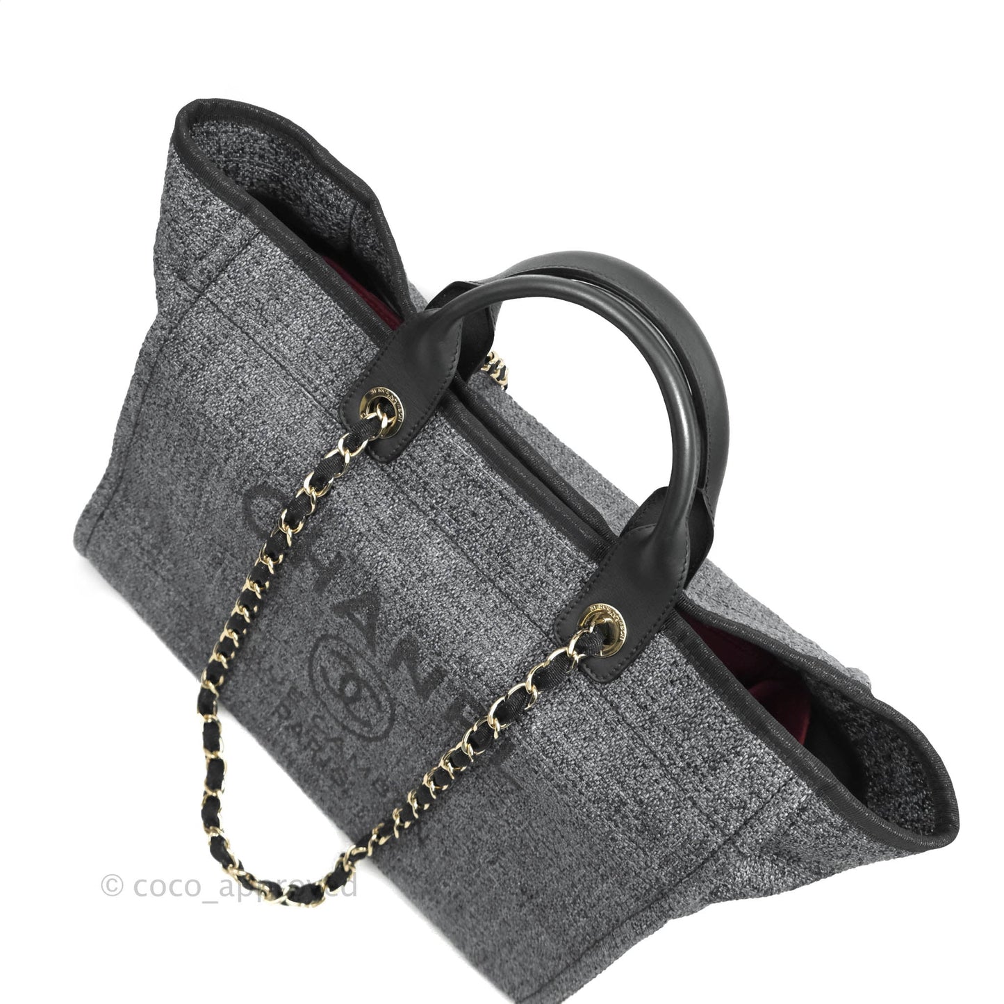 Chanel Deauville Charcoal Grey Canvas Gold Hardware
