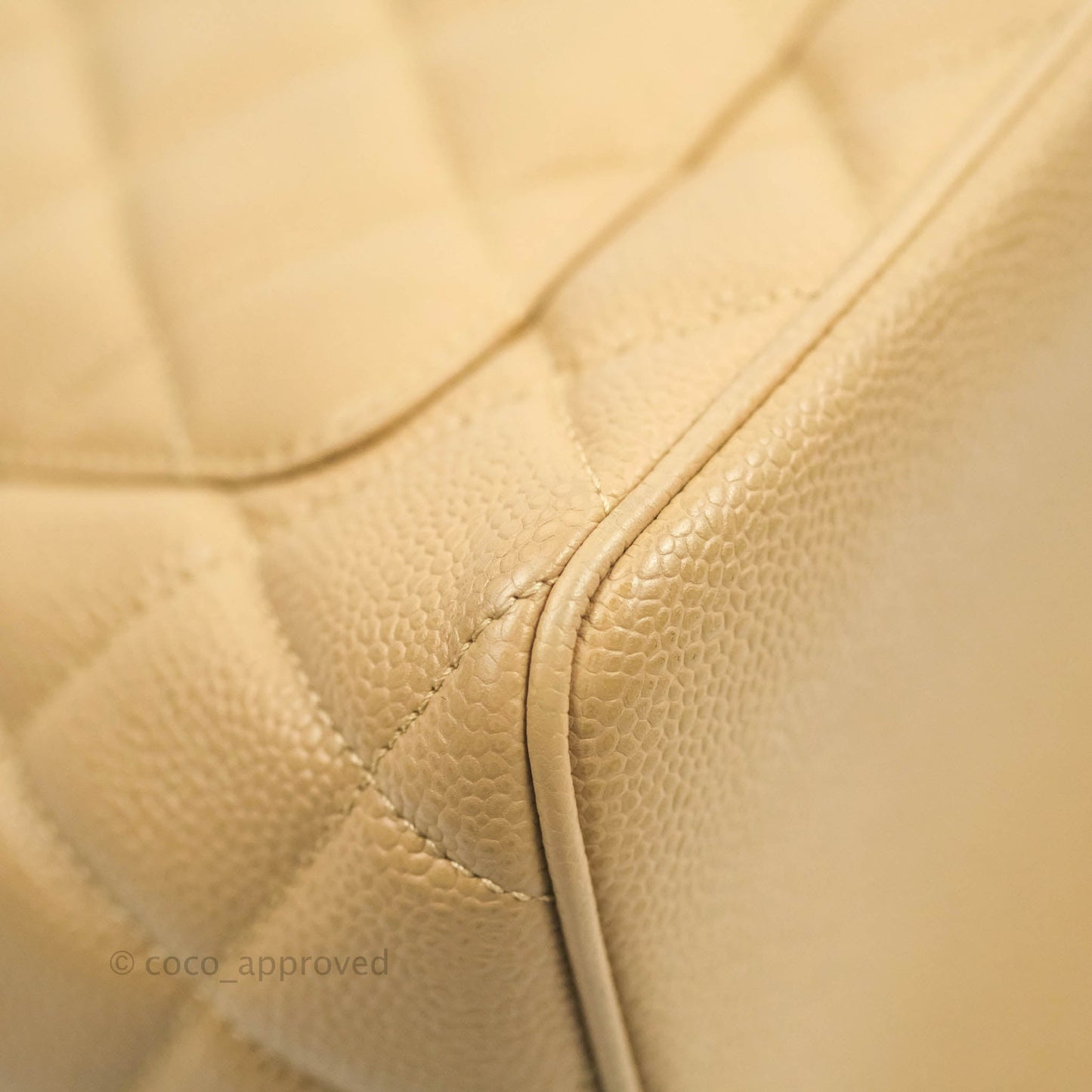 Chanel Vintage CC Dark Beige Caviar Tote Bag Gold Hardware