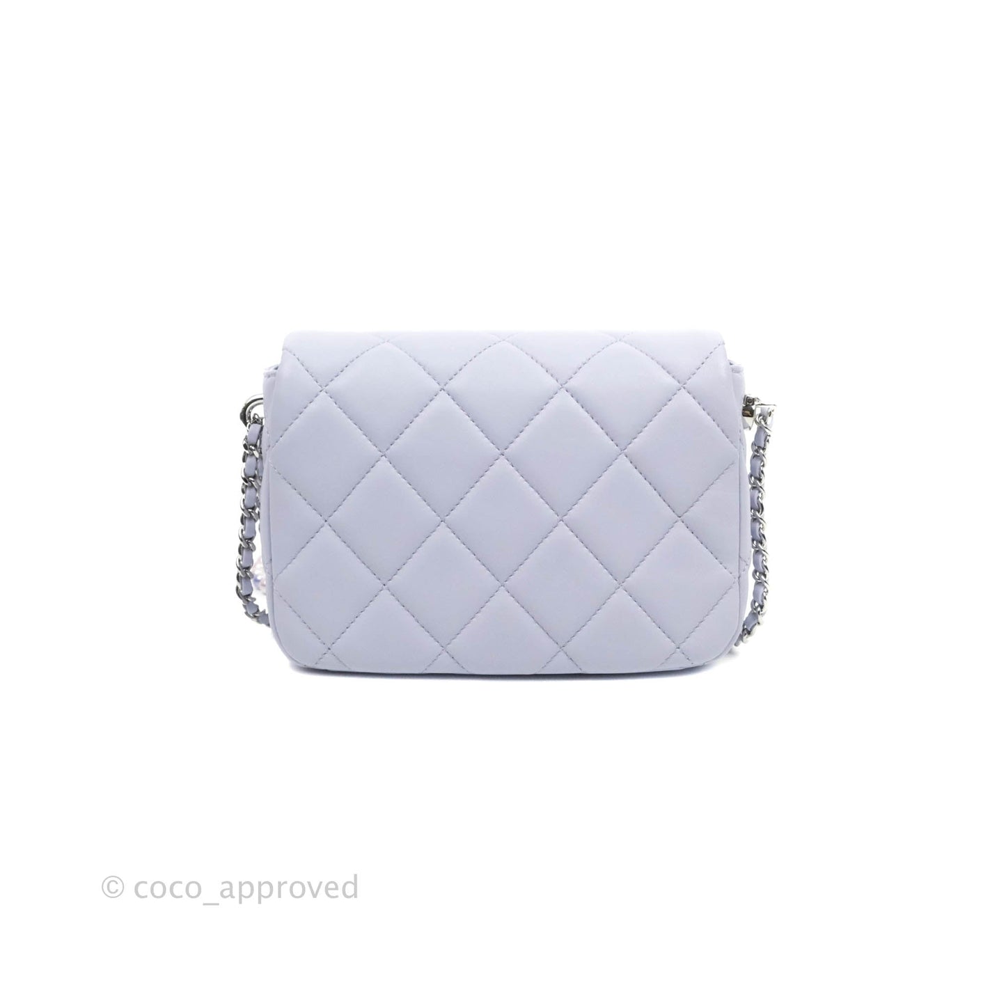 Chanel Quilted My Perfect Mini With Pearl Lilac Lambskin Silver Hardware
