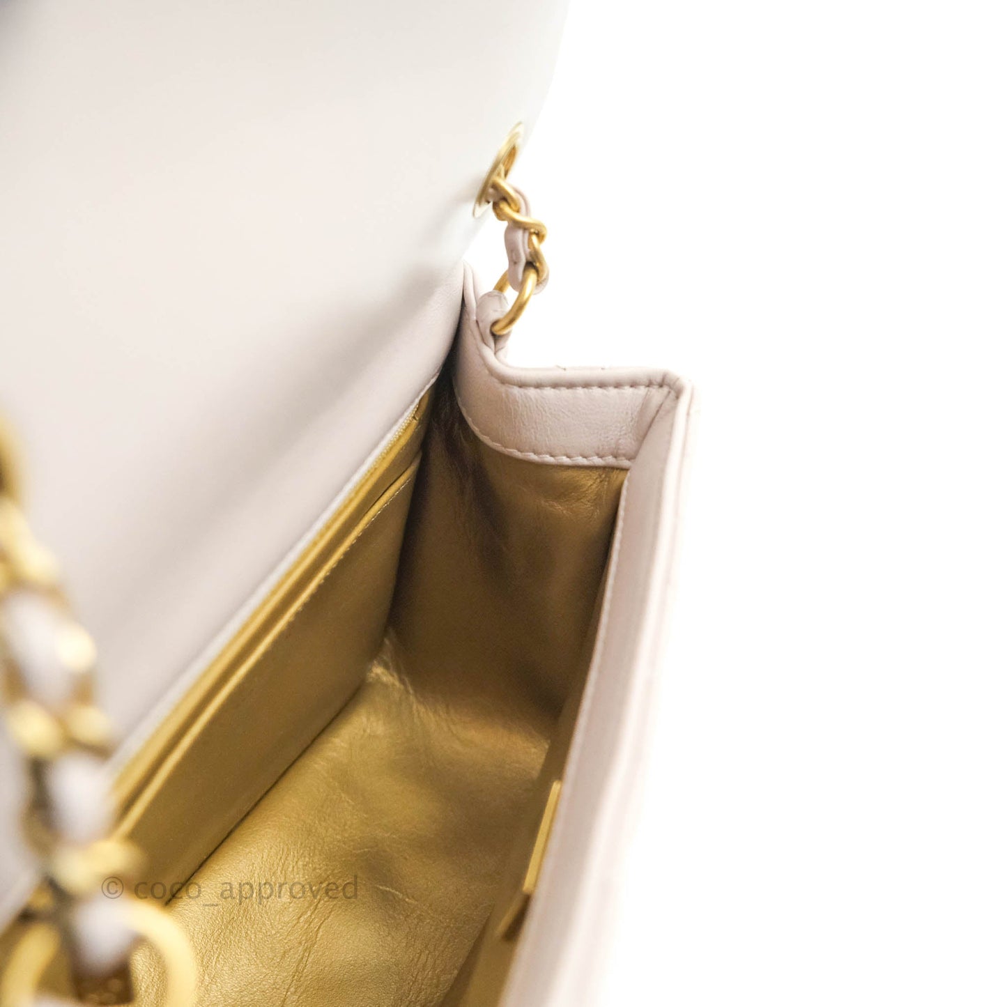 Chanel Mini Square Pearl Crush Quilted Pale Lilac Lambskin Gold Hardware
