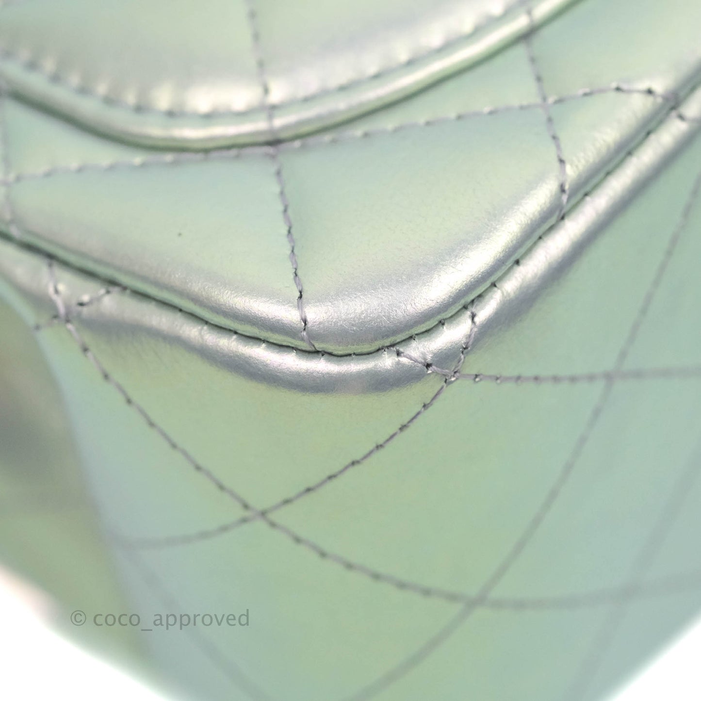 Chanel Mini Square Quilted Iridescent Lilac Silver Hardware 21K