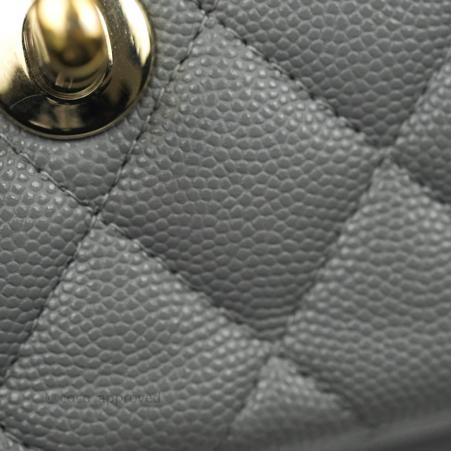 Chanel Small Classic Quilted Flap Grey Caviar Gold Hardware 20C