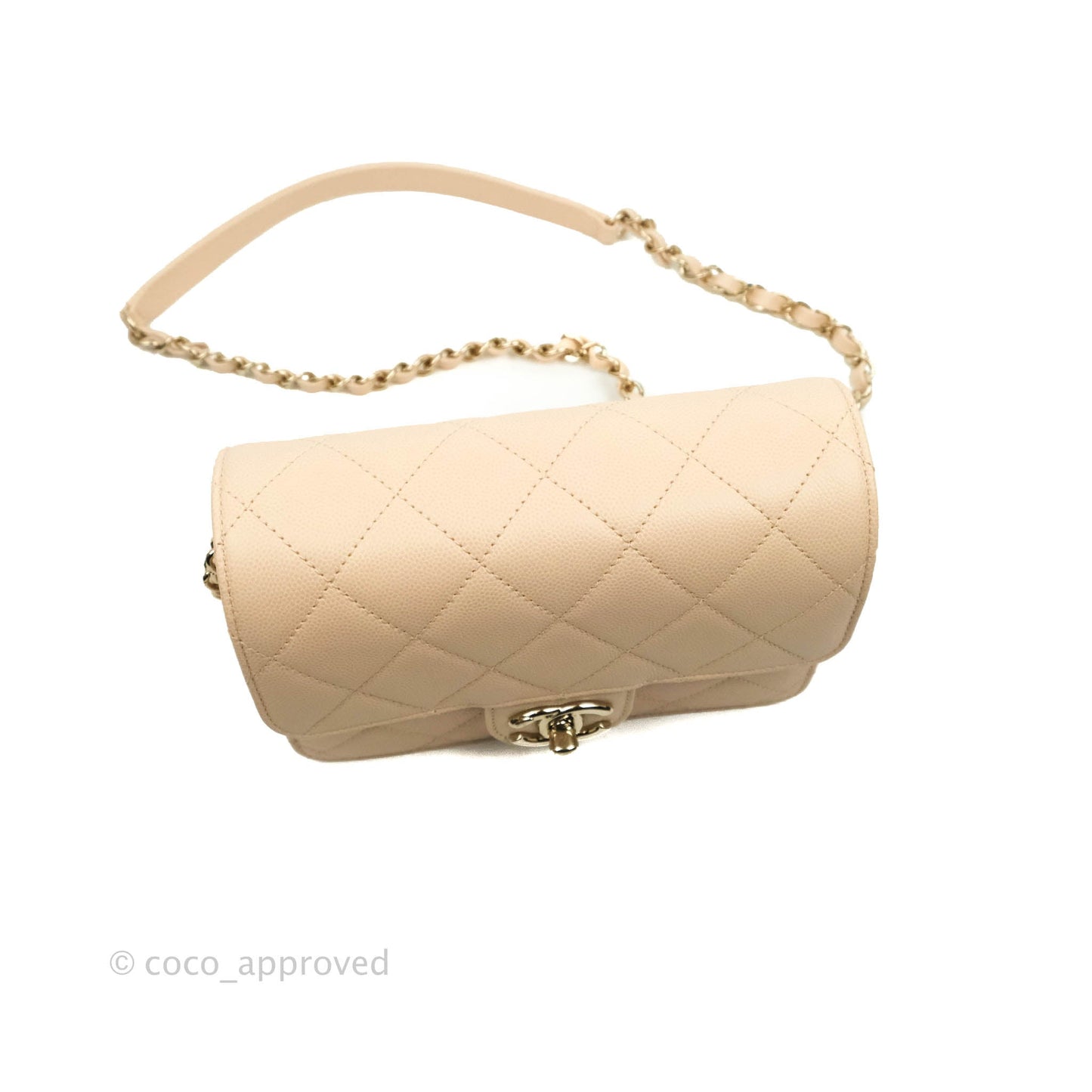 Chanel Quilted Small Like The Wallet Flap Light Beige Caviar Light Gold Hardware 22C