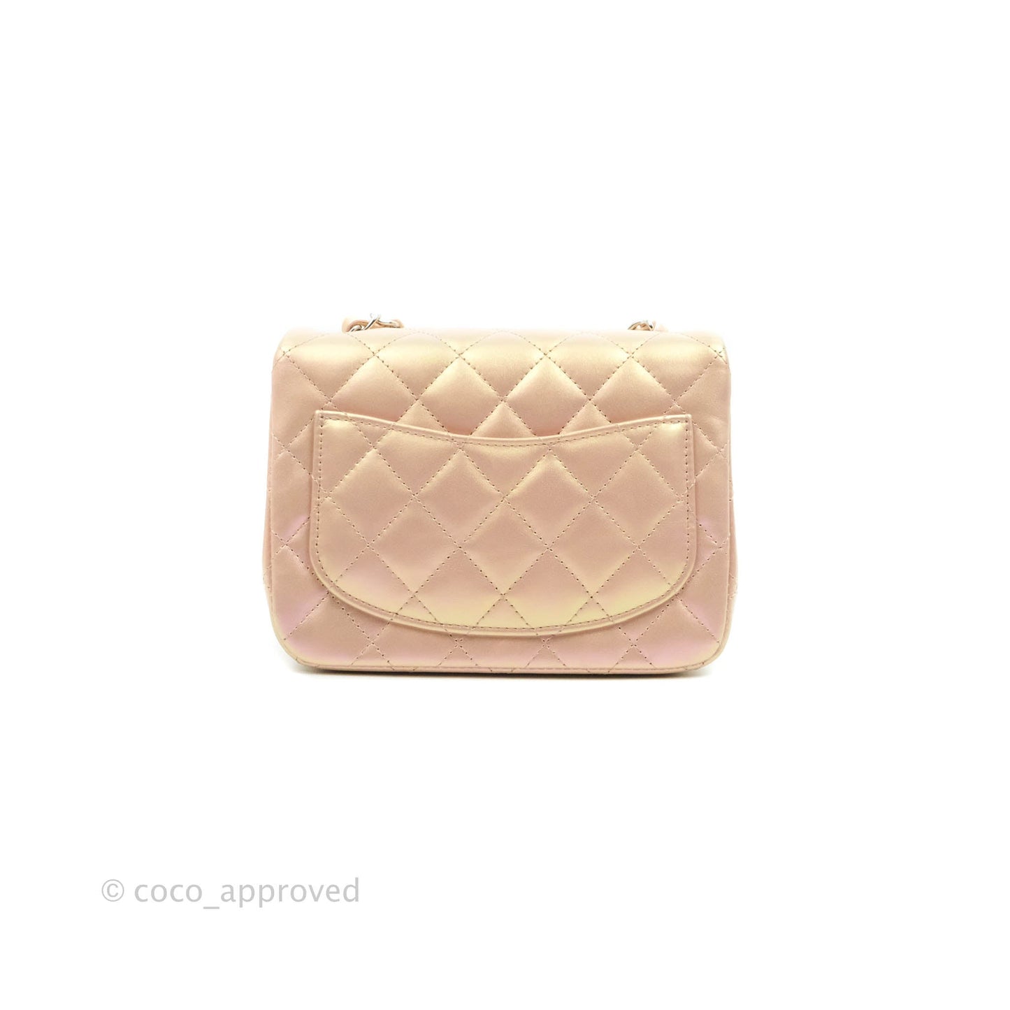 Chanel Mini Square Quilted Iridescent Pink Silver Hardware
