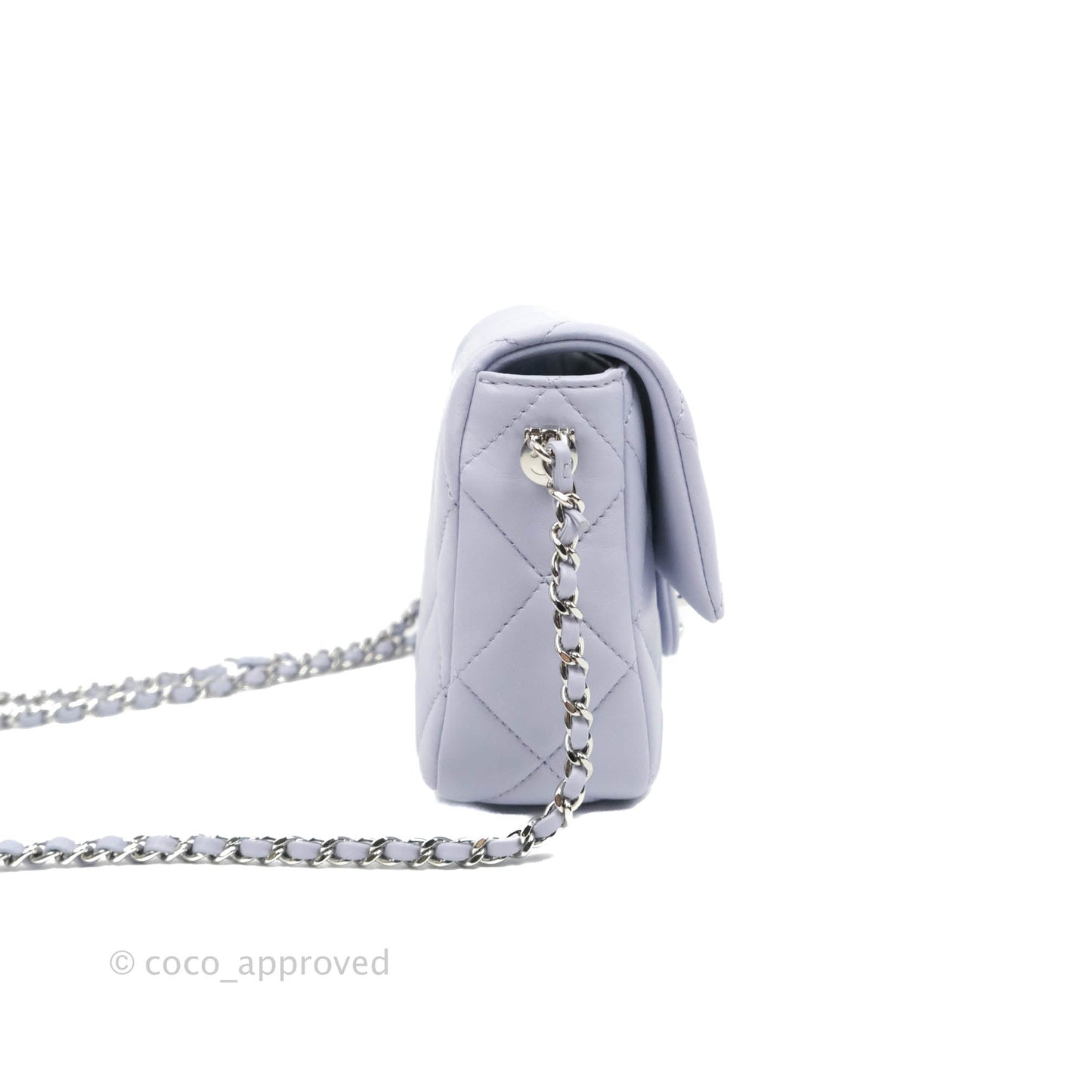Chanel Quilted My Perfect Mini With Pearl Lilac Lambskin Silver Hardware