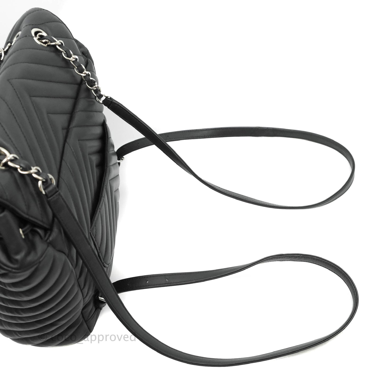 Chanel Medium Chevron Urban Spirit Backpack Black Calfskin Silver Hardware