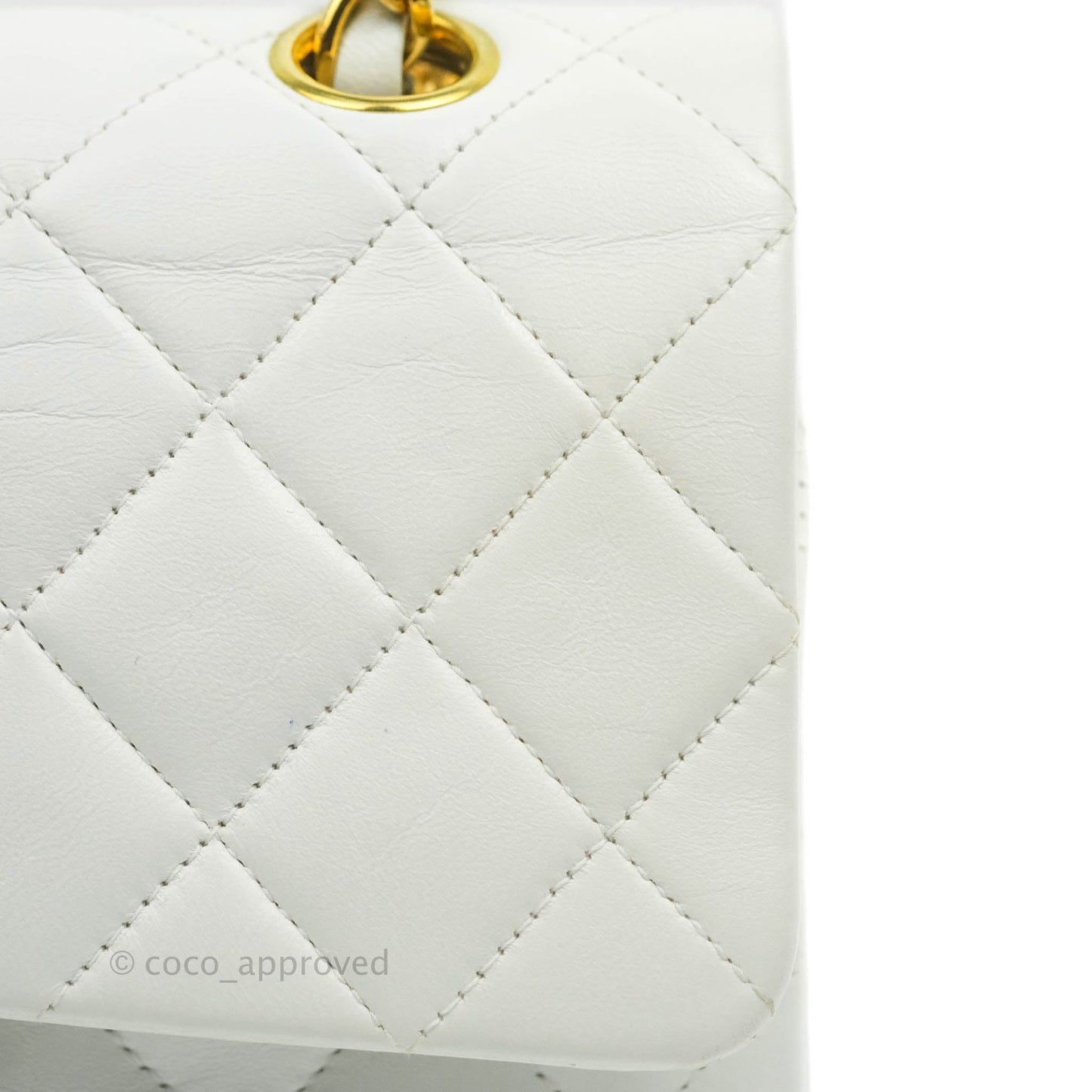 Chanel Classic Vintage Small S/M Flap White Lambskin 24K Gold Hardware