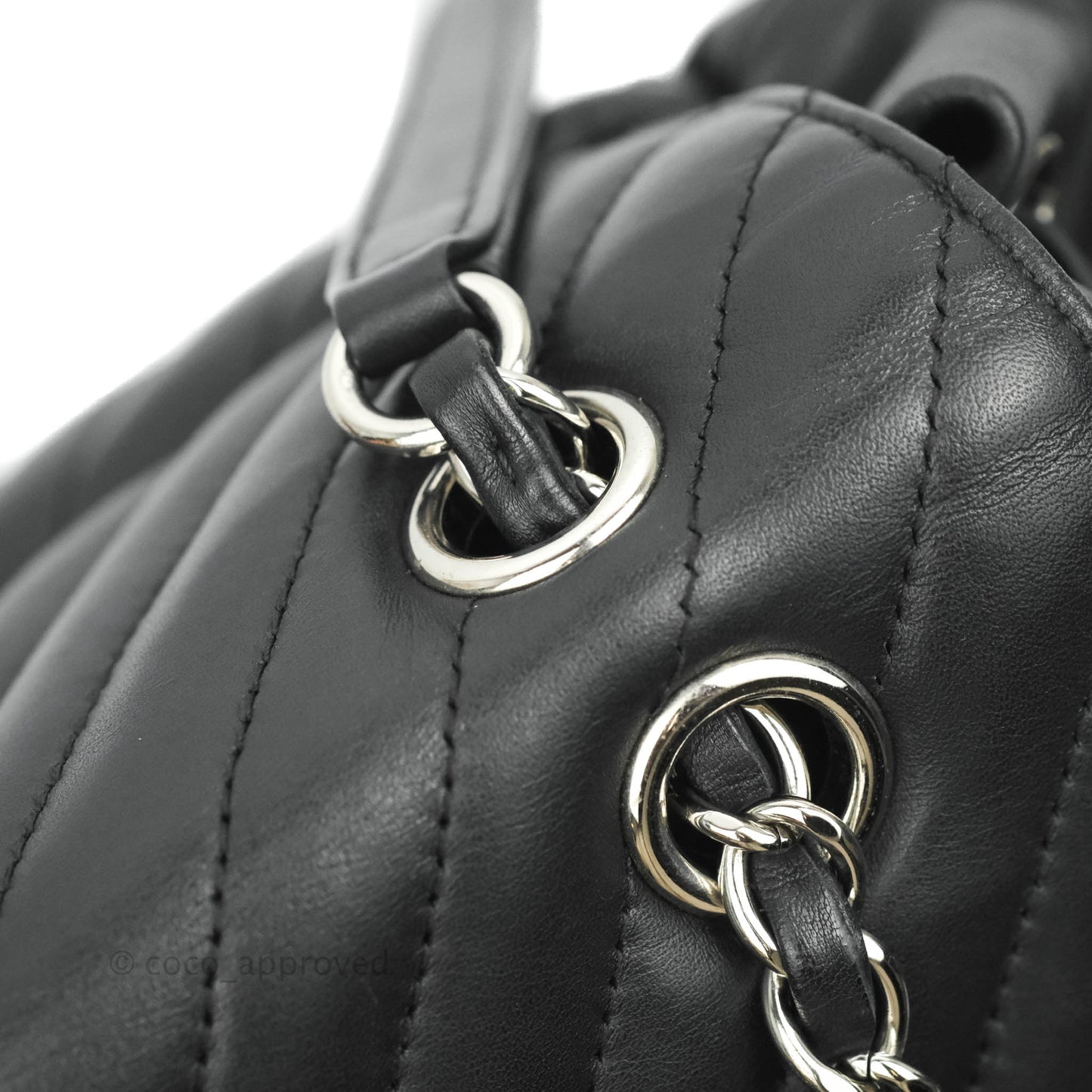 Chanel Medium Chevron Urban Spirit Backpack Black Calfskin Silver Hardware