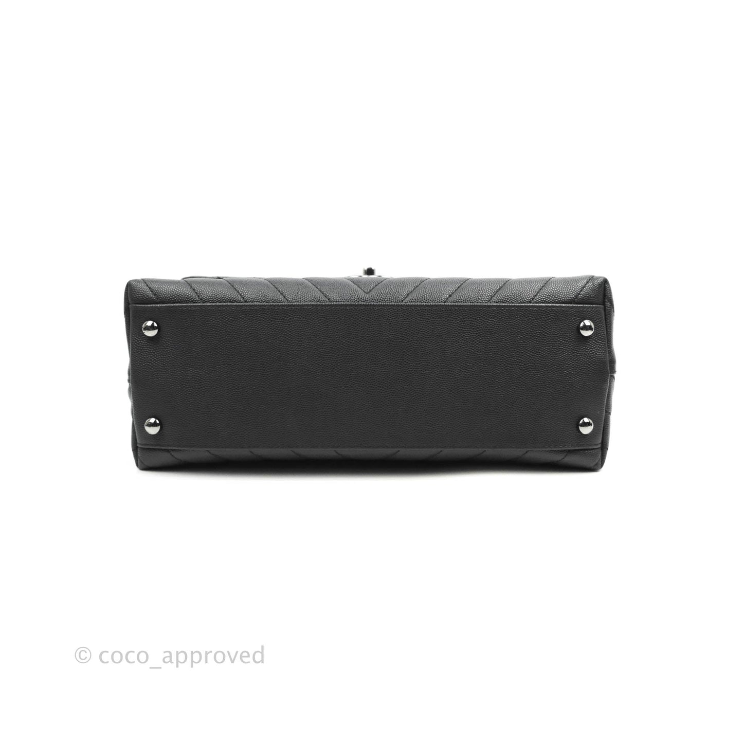 Chanel Medium (Small) Coco Handle Chevron Dark Grey Caviar Black Hardware