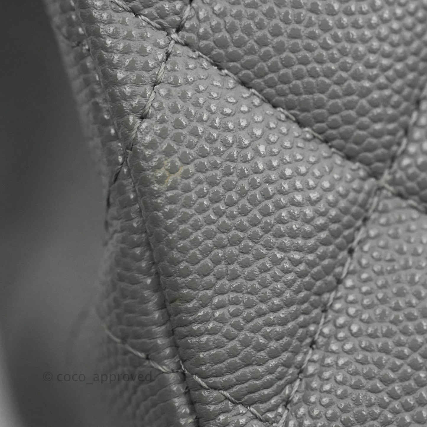 Chanel Small Classic Quilted Flap Grey Caviar Gold Hardware 20C