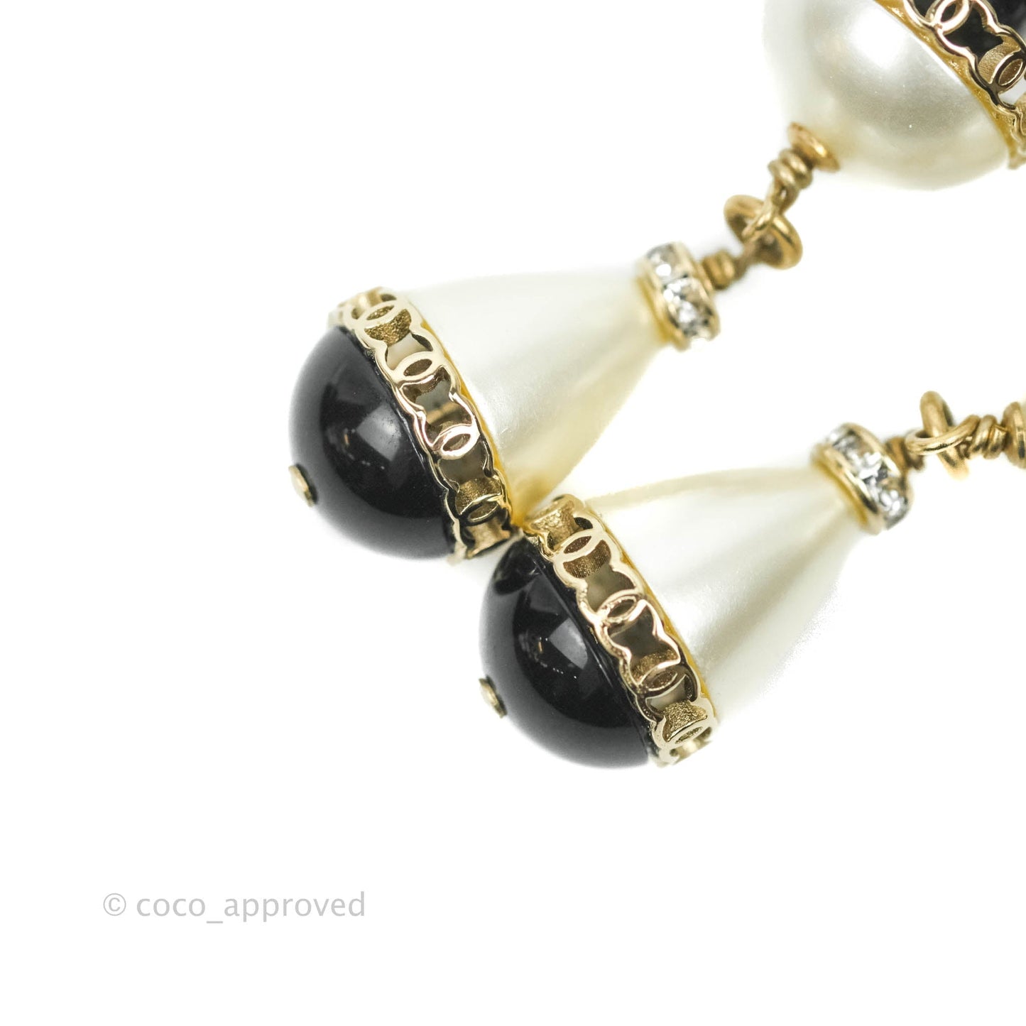 Chanel Crystal CC Pearl Drop Earrings 21A