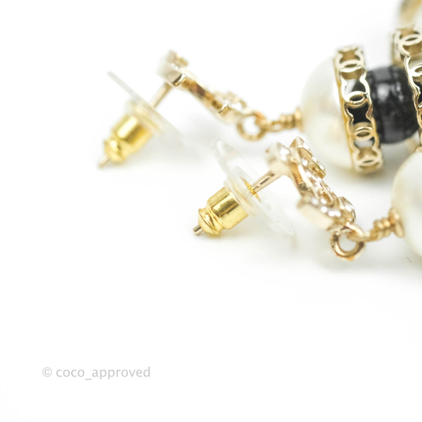 Chanel Crystal CC Pearl Drop Earrings 21A