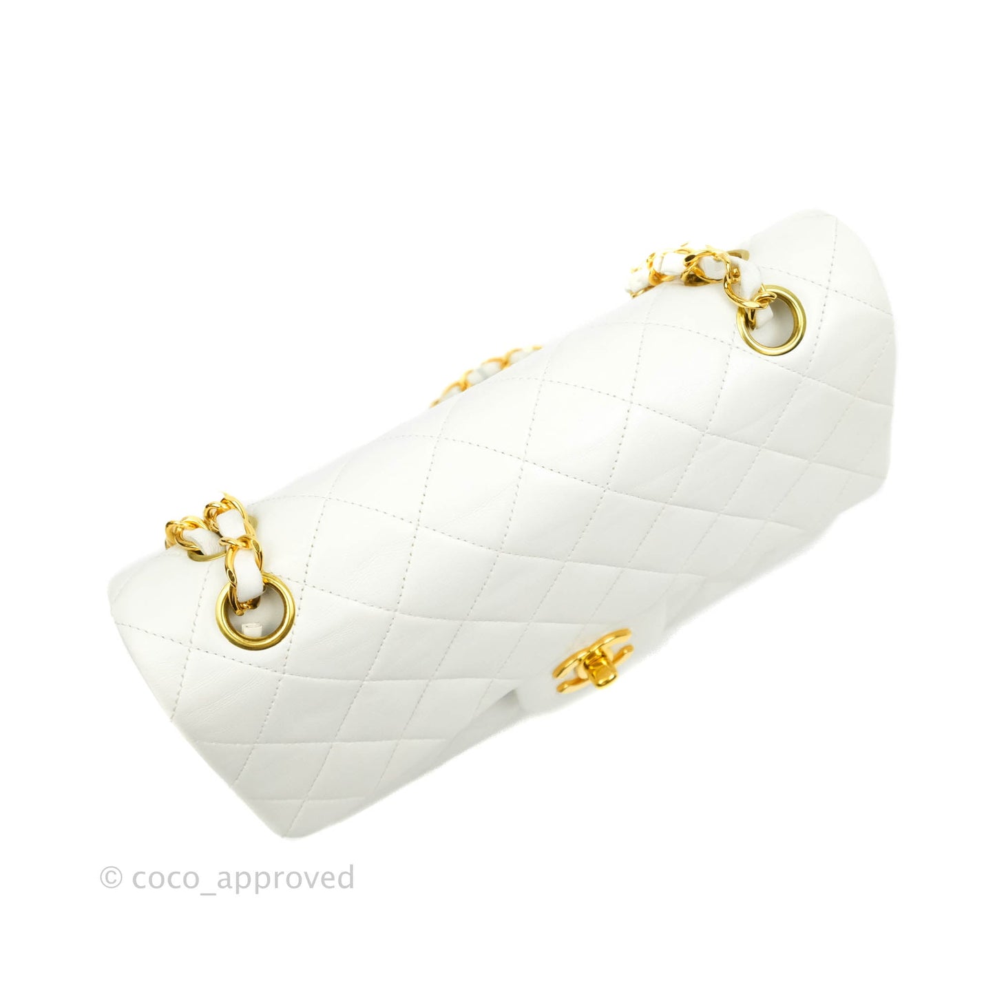 Chanel Classic Vintage Small S/M Flap White Lambskin 24K Gold Hardware