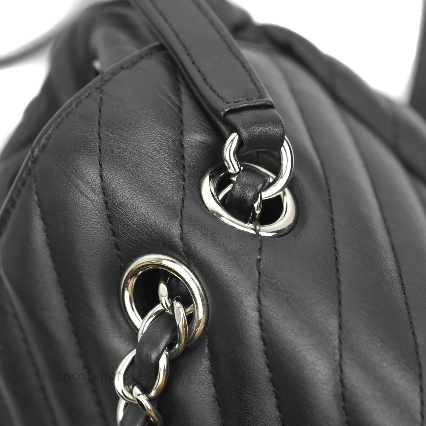 Chanel Medium Chevron Urban Spirit Backpack Black Calfskin Silver Hardware