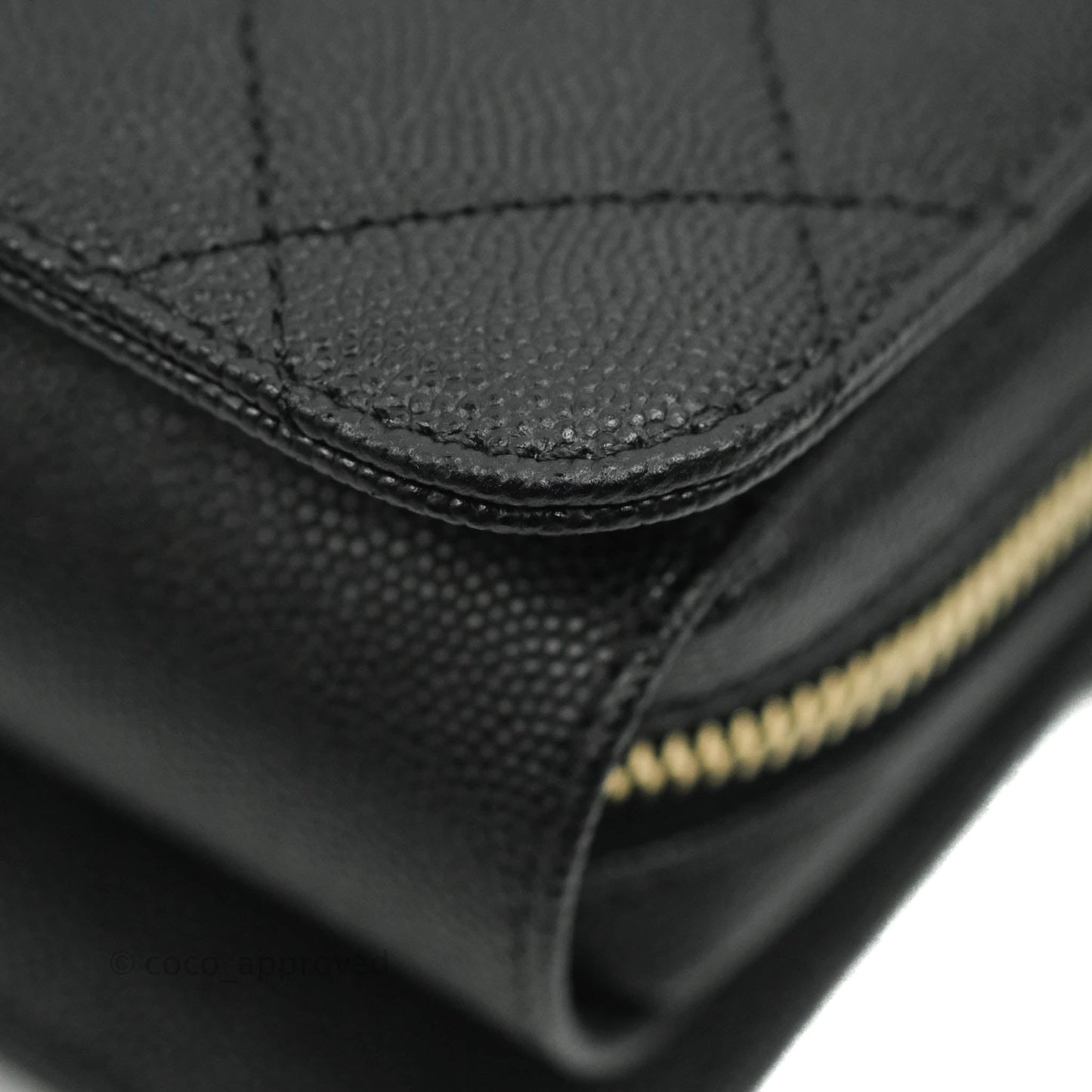 Chanel Quilted Like The Wallet Medium Flap Black Caviar Gold Hardware 22C