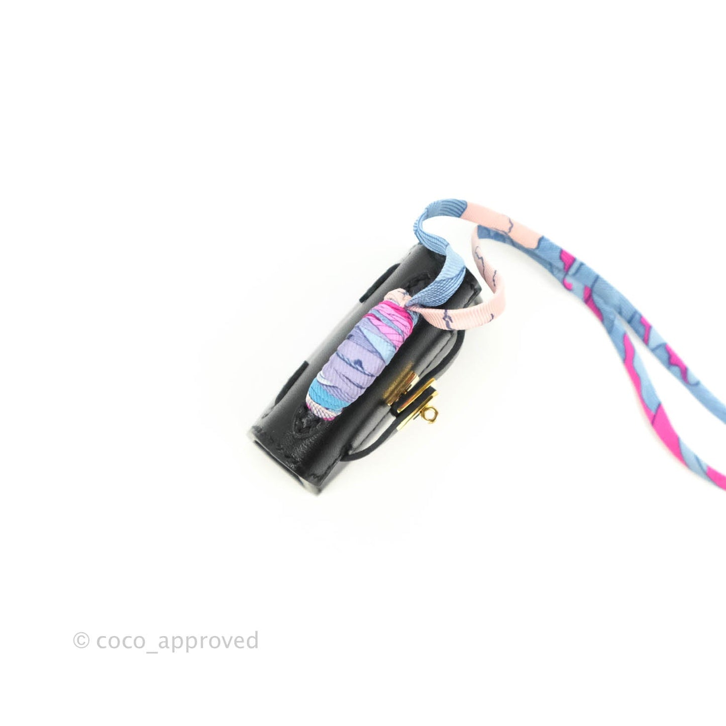 Hermès Kelly Twilly Around Bag Charm Black Tadelakt Gold Hardware