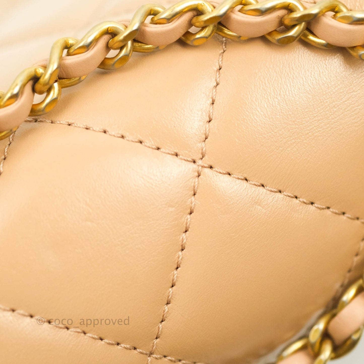 Chanel Quilted Mini Perfect Fit Adjustable Beige Calfskin Gold Hardware 21A