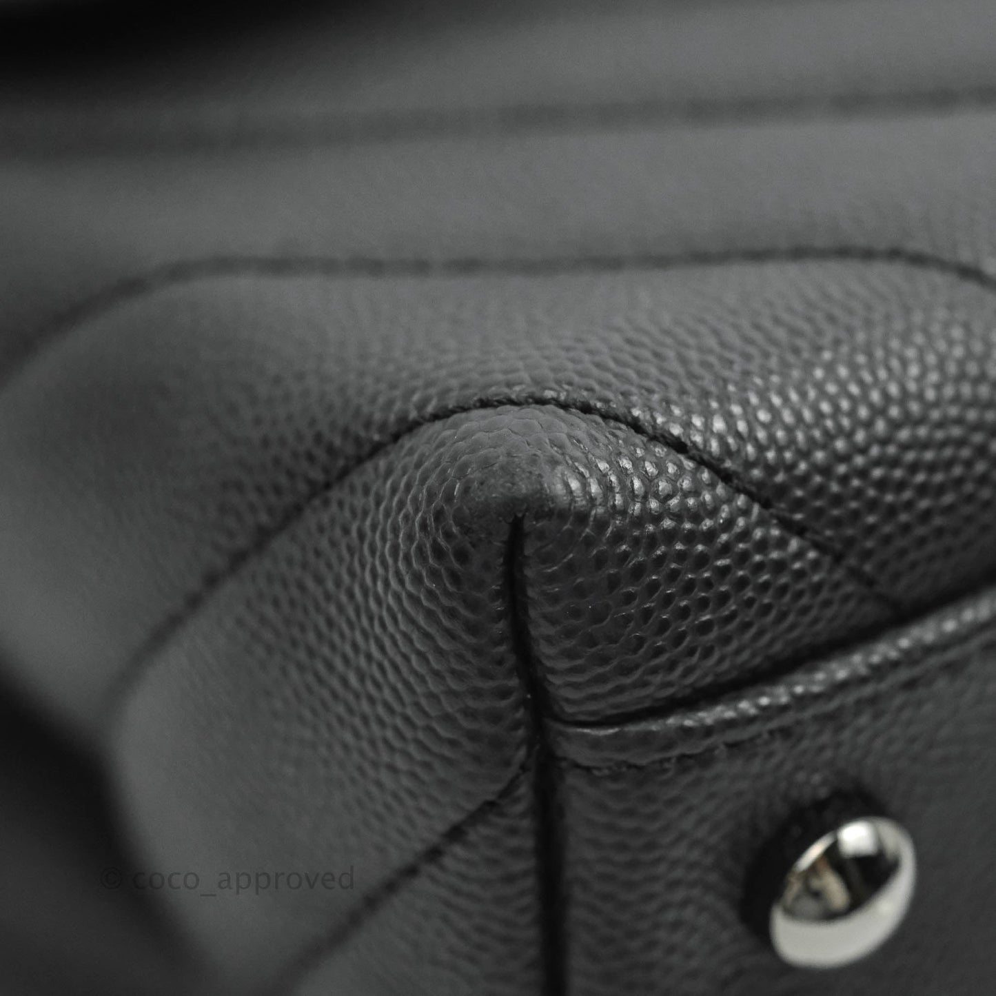 Chanel Medium (Small) Coco Handle Chevron Dark Grey Caviar Black Hardware