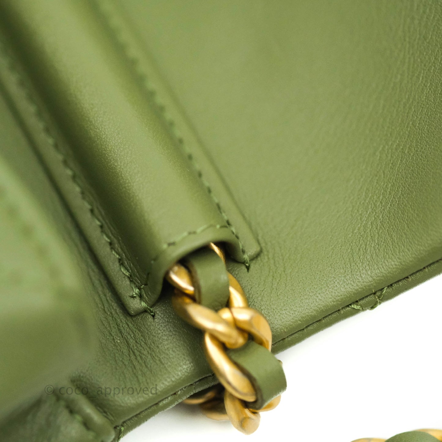 Chanel Clutch with Chain Olive Calfskin Aged Gold Hardware