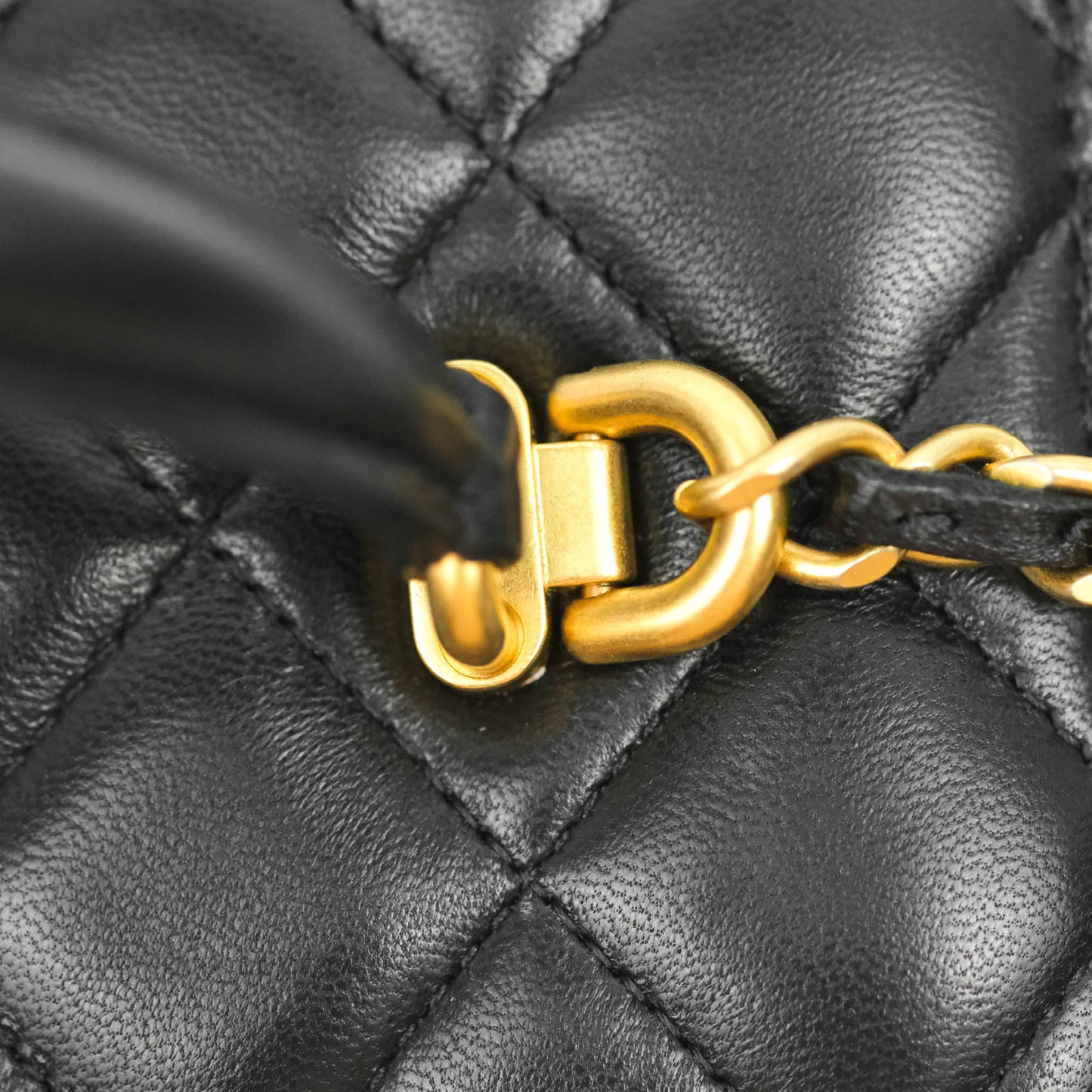 Chanel Classic Vanity Rectangular Top Handle With Chain Black Lambskin Gold Hardware