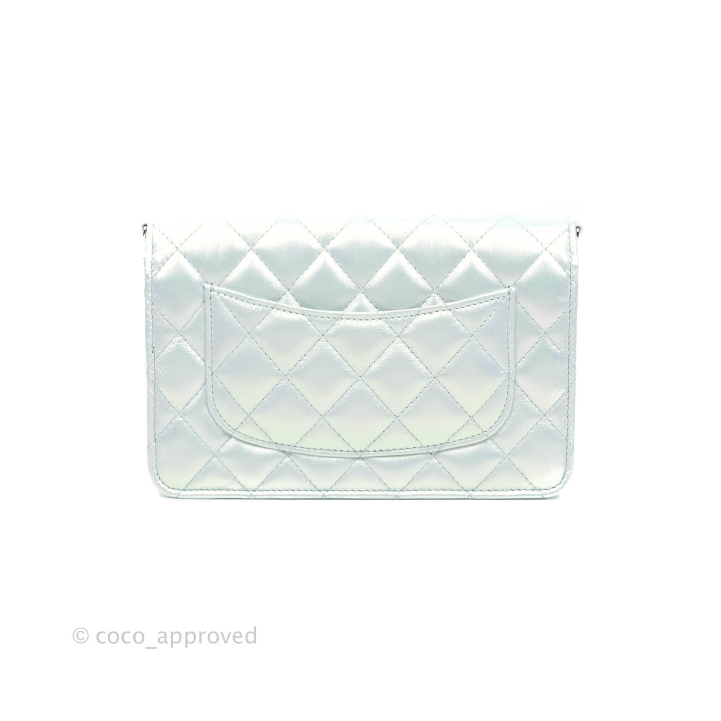 Chanel WOC Quilted Iridescent Light Blue Calfskin Silver Hardware