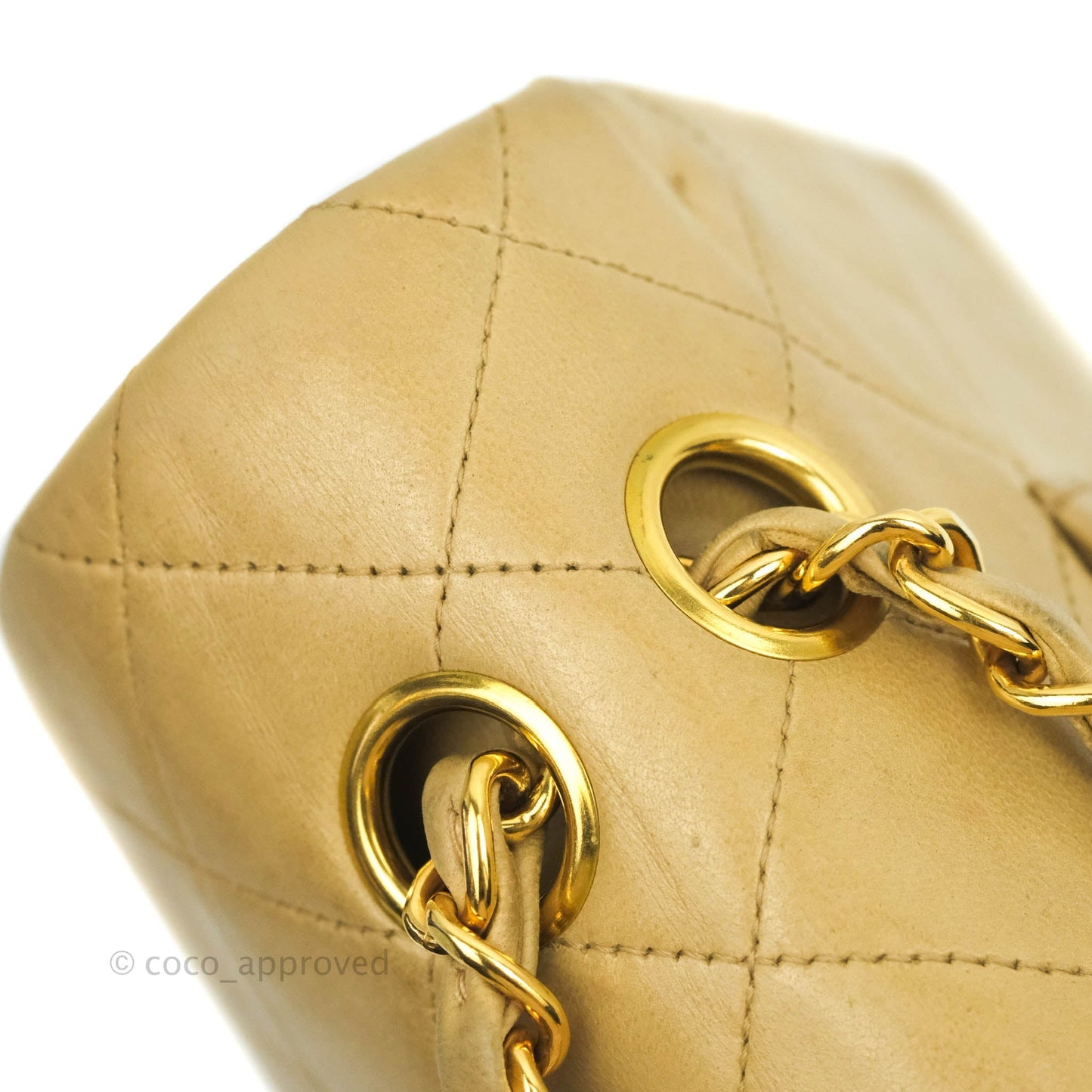 Chanel Vintage Classic M/L Medium Double Flap Bag Beige Lambskin 24K Gold Hardware