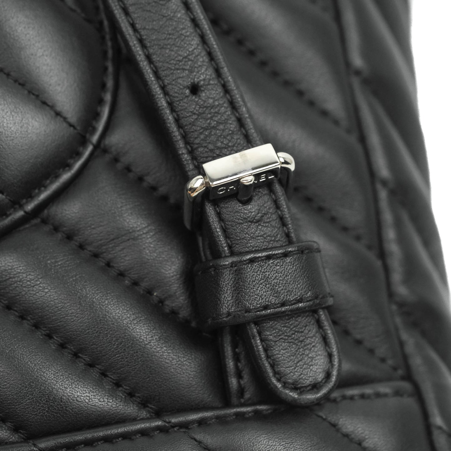 Chanel Medium Chevron Urban Spirit Backpack Black Calfskin Silver Hardware