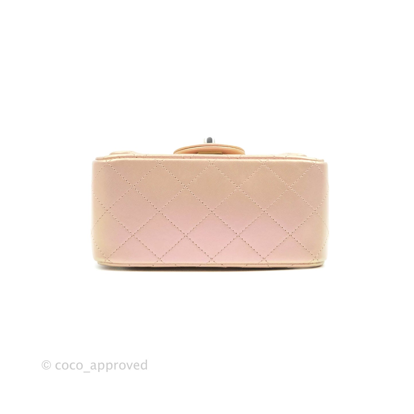 Chanel Mini Square Quilted Iridescent Pink Silver Hardware