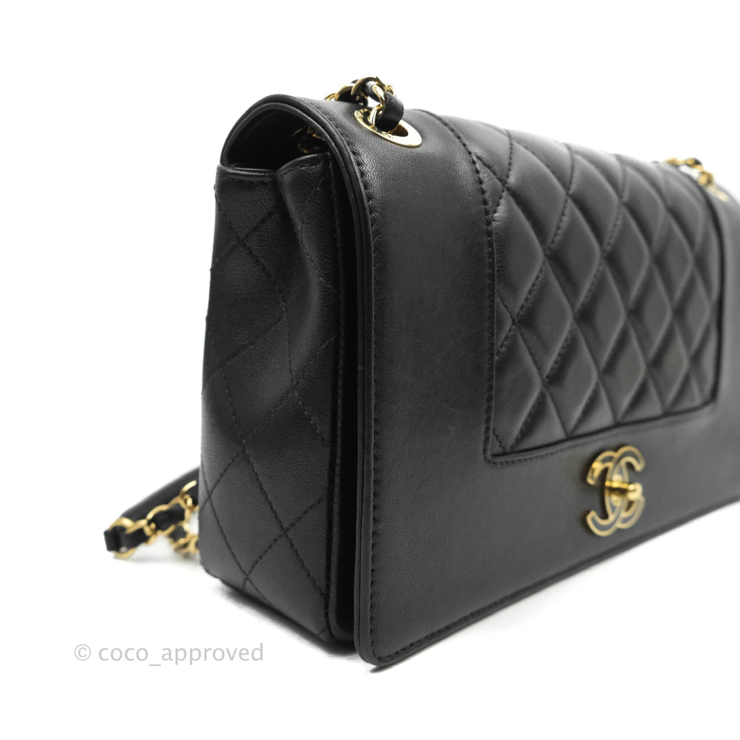 Chanel Mademoiselle Flap Bag Black Calfskin Gold Hardware