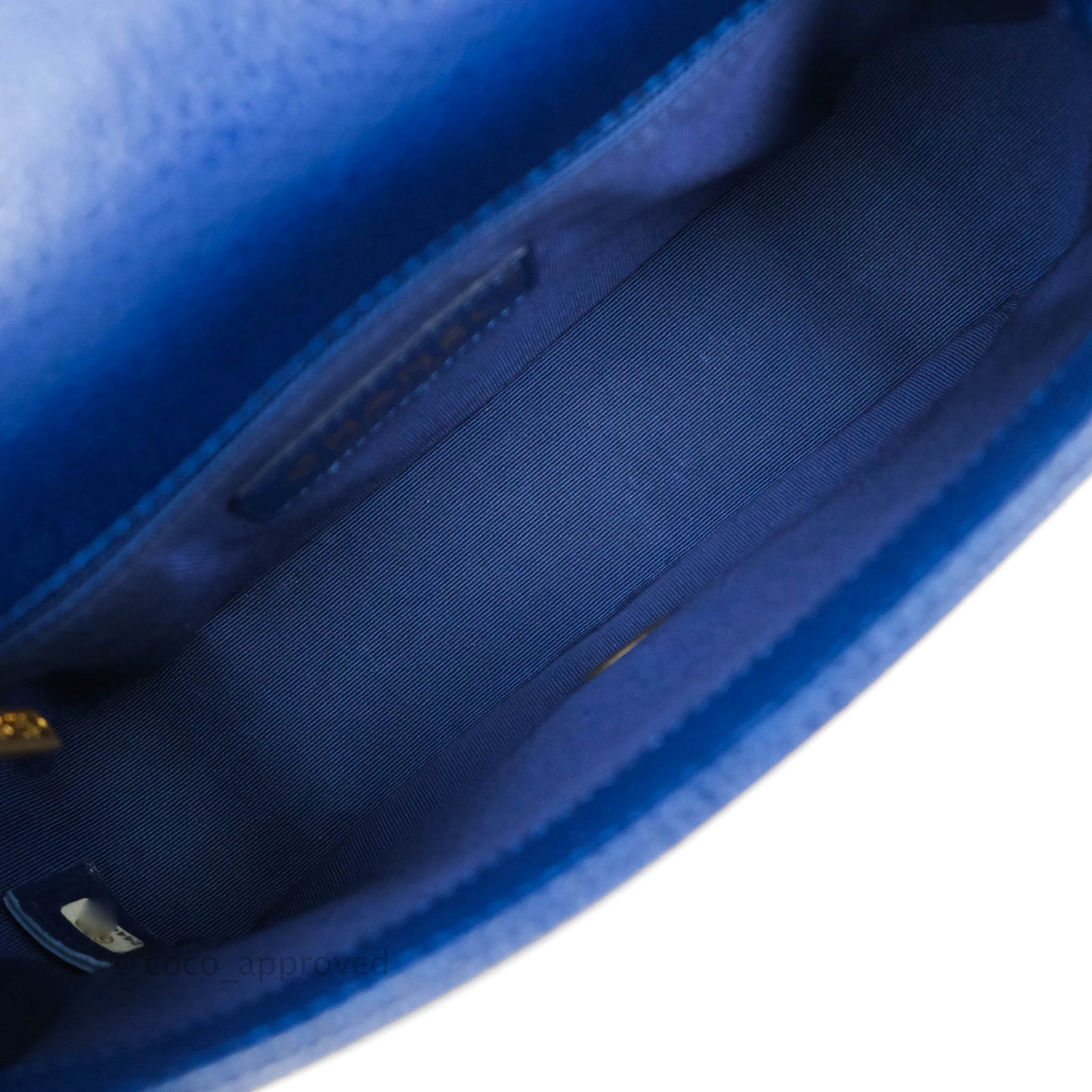 Chanel Mini Carry Around Flap Bag Blue Caviar Aged Gold Hardware