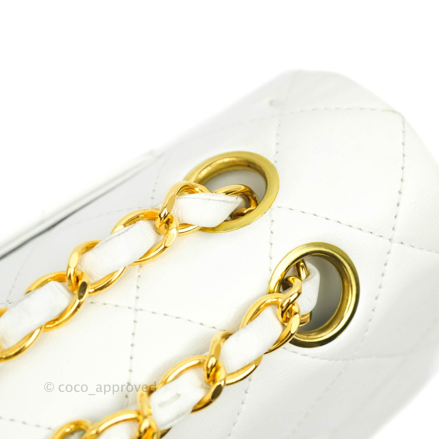 Chanel Classic Vintage Small S/M Flap White Lambskin 24K Gold Hardware