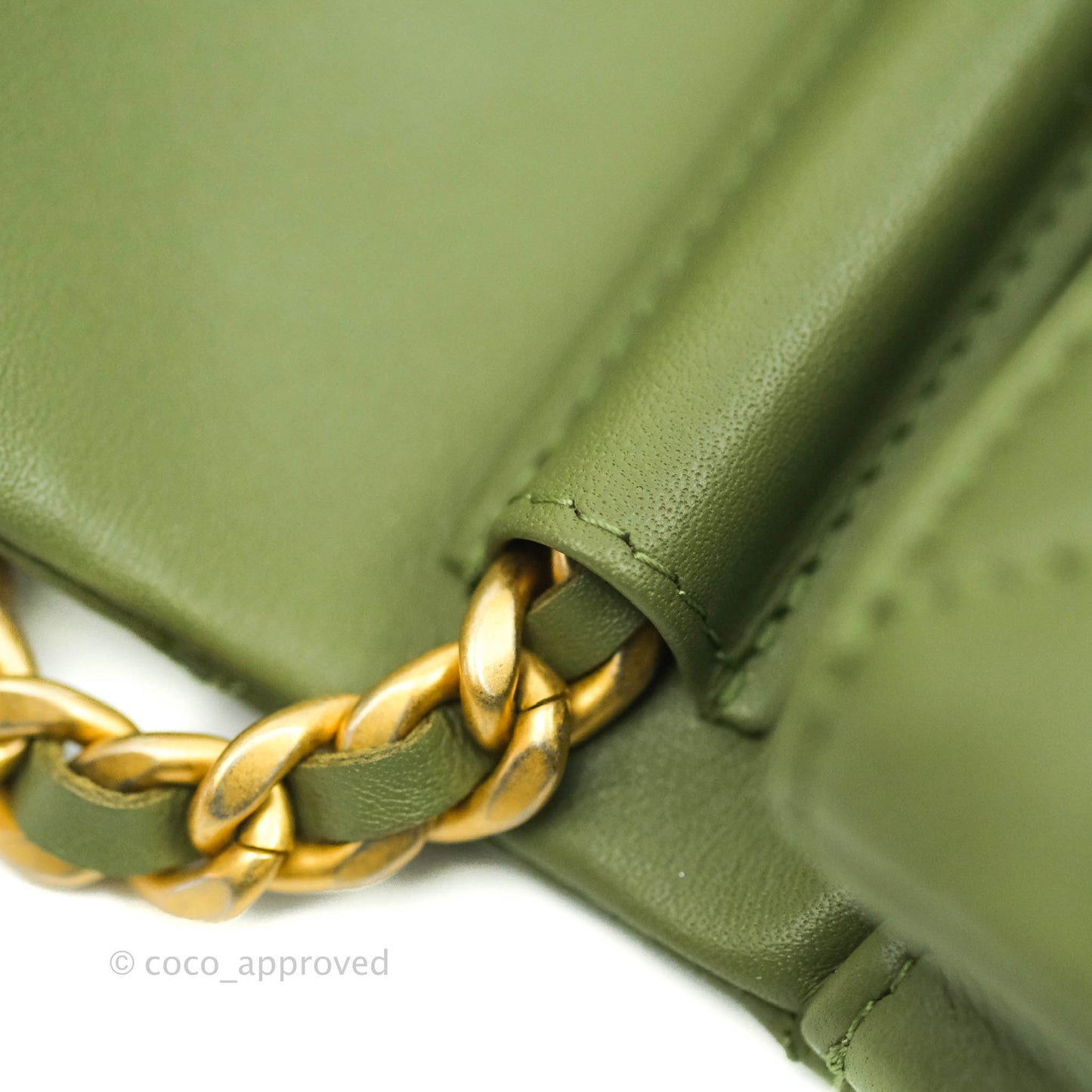 Chanel Clutch with Chain Olive Calfskin Aged Gold Hardware