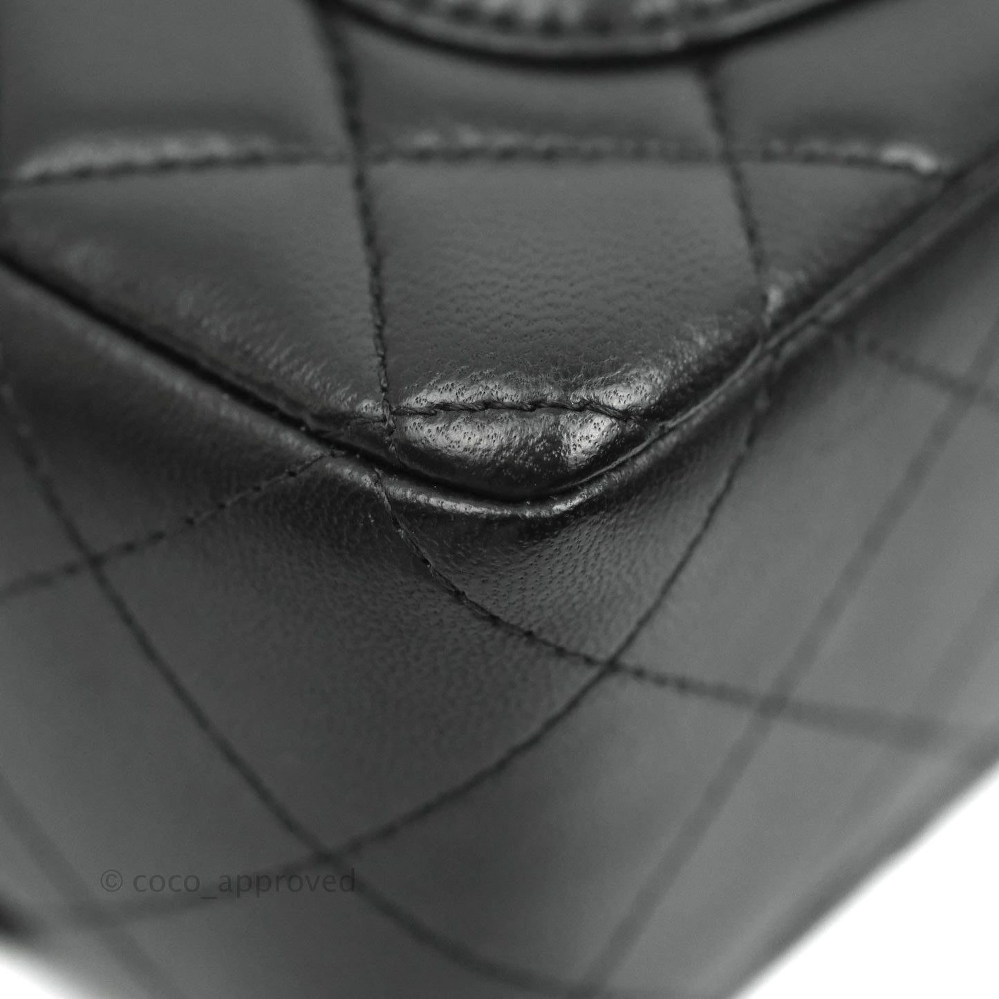 Chanel Quilted Mini Rectangular Black Lambskin Silver Hardware
