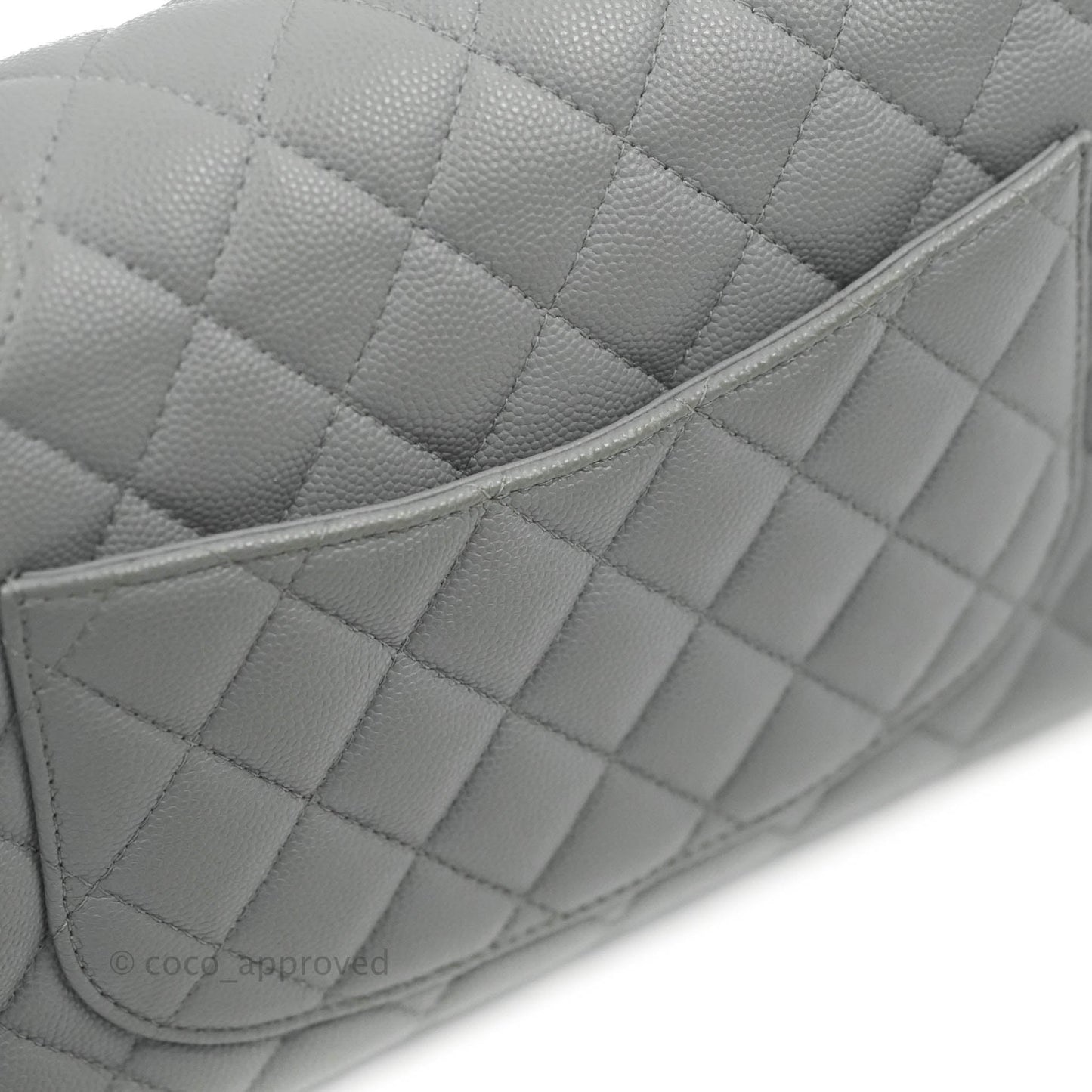 Chanel Small Classic Quilted Flap Grey Caviar Gold Hardware 20C