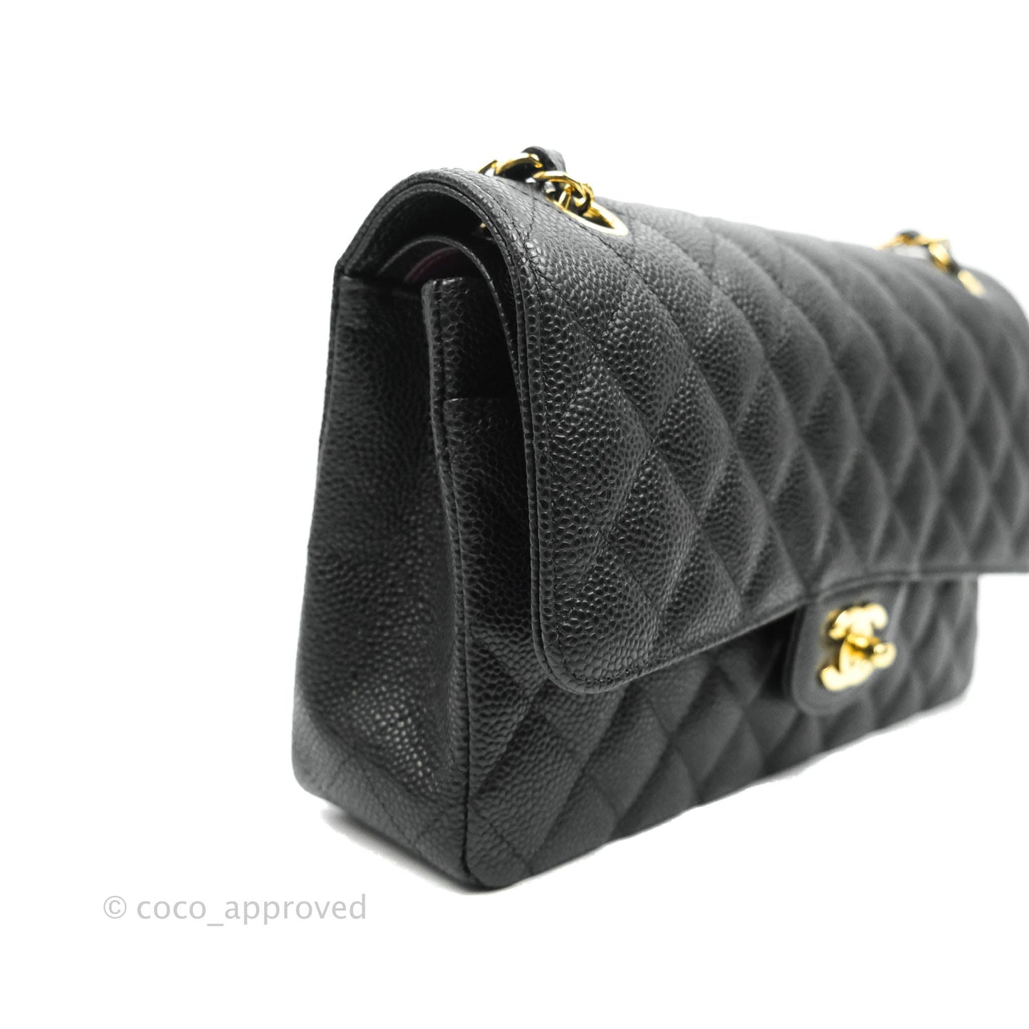 Chanel Medium M/L Quilted Classic Flap Black Caviar Gold Hardware